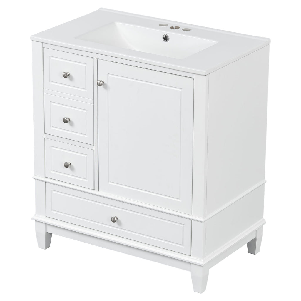 Freestanding Bathroom Vanity With Sink, Soft Close Door, 3 Drawers