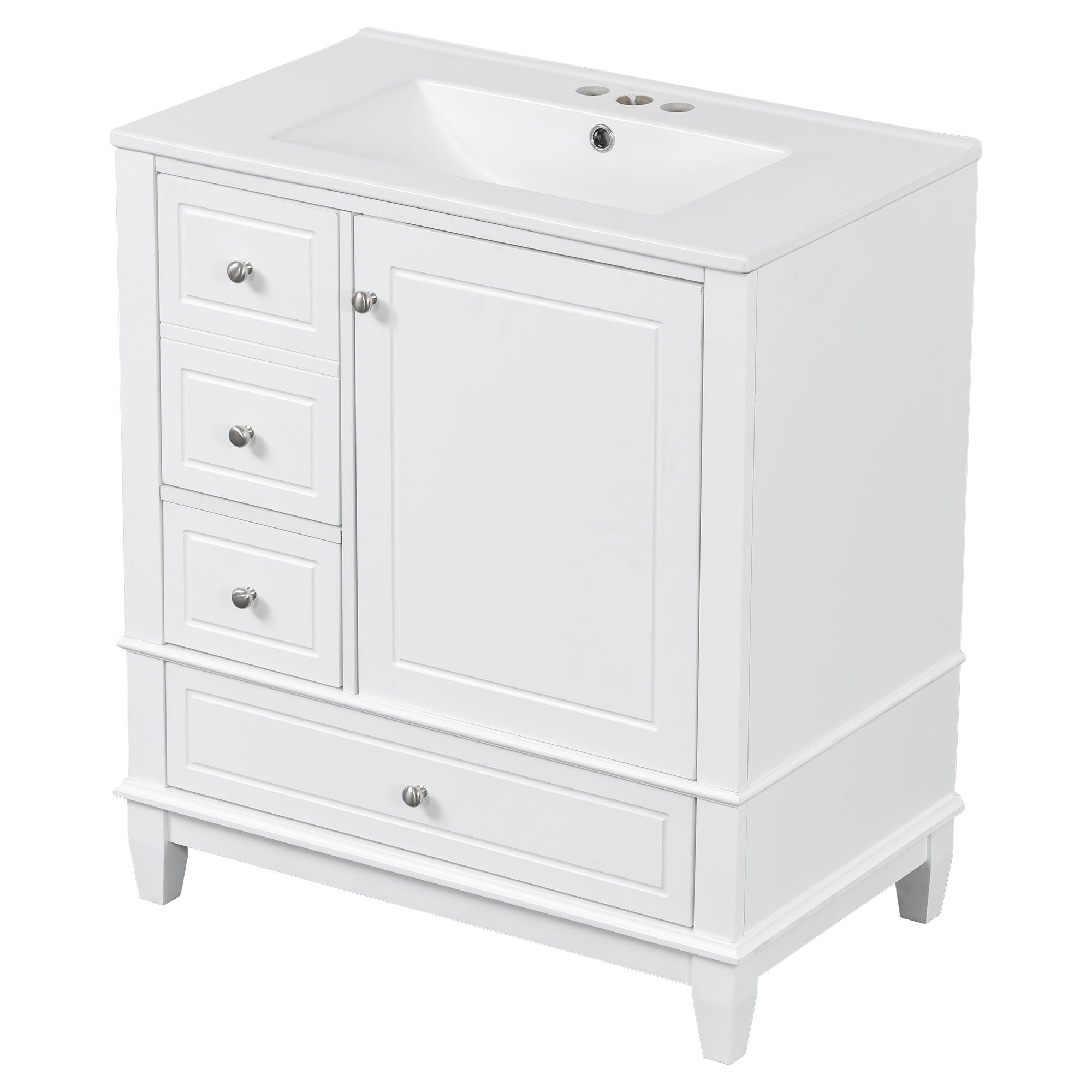 Freestanding Bathroom Vanity With Sink, Soft Close Door, 3 Drawers