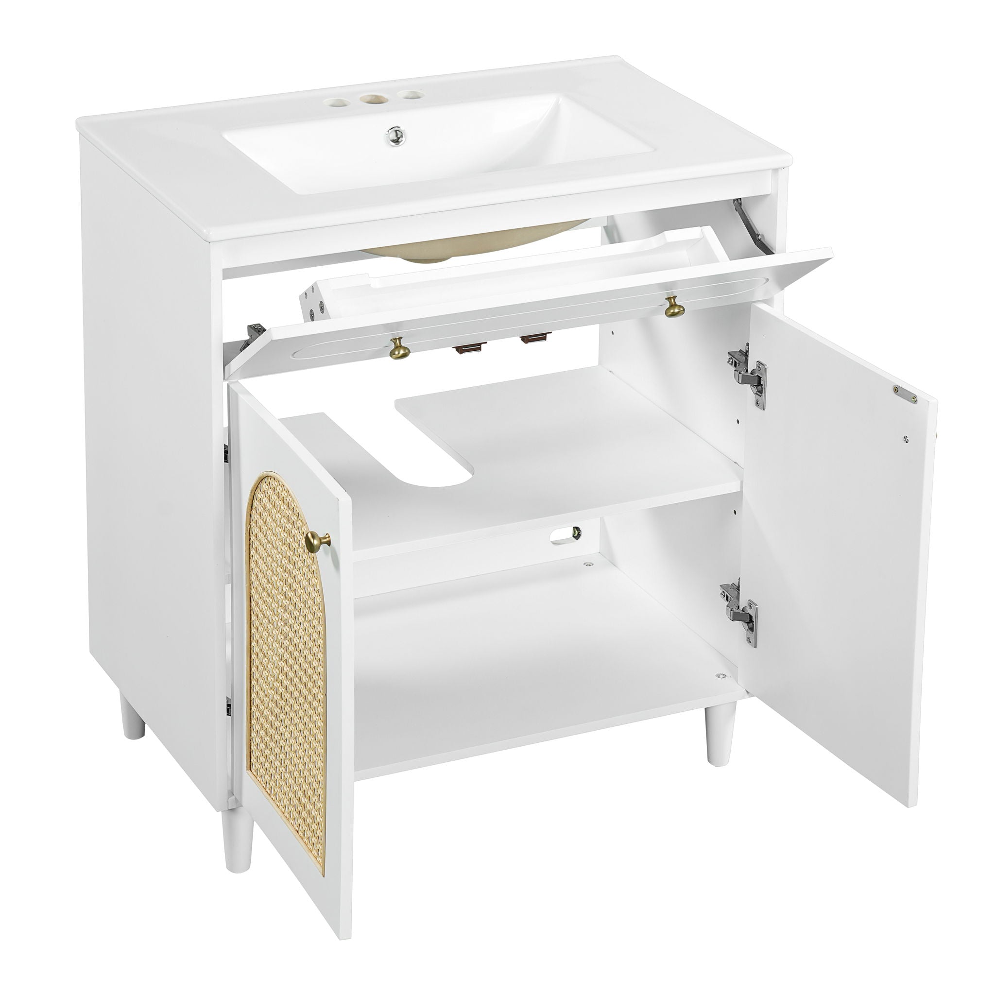 Modern Bathroom Vanity With Sink, Cabinet With Adjustable Shelf