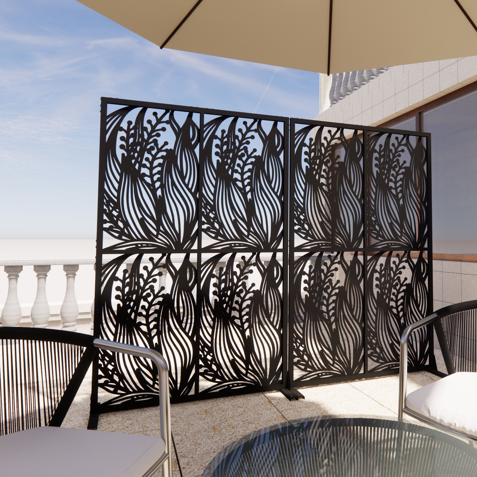 Free Standing Decorative Privacy Screen, Outdoor And Indoor Divider
