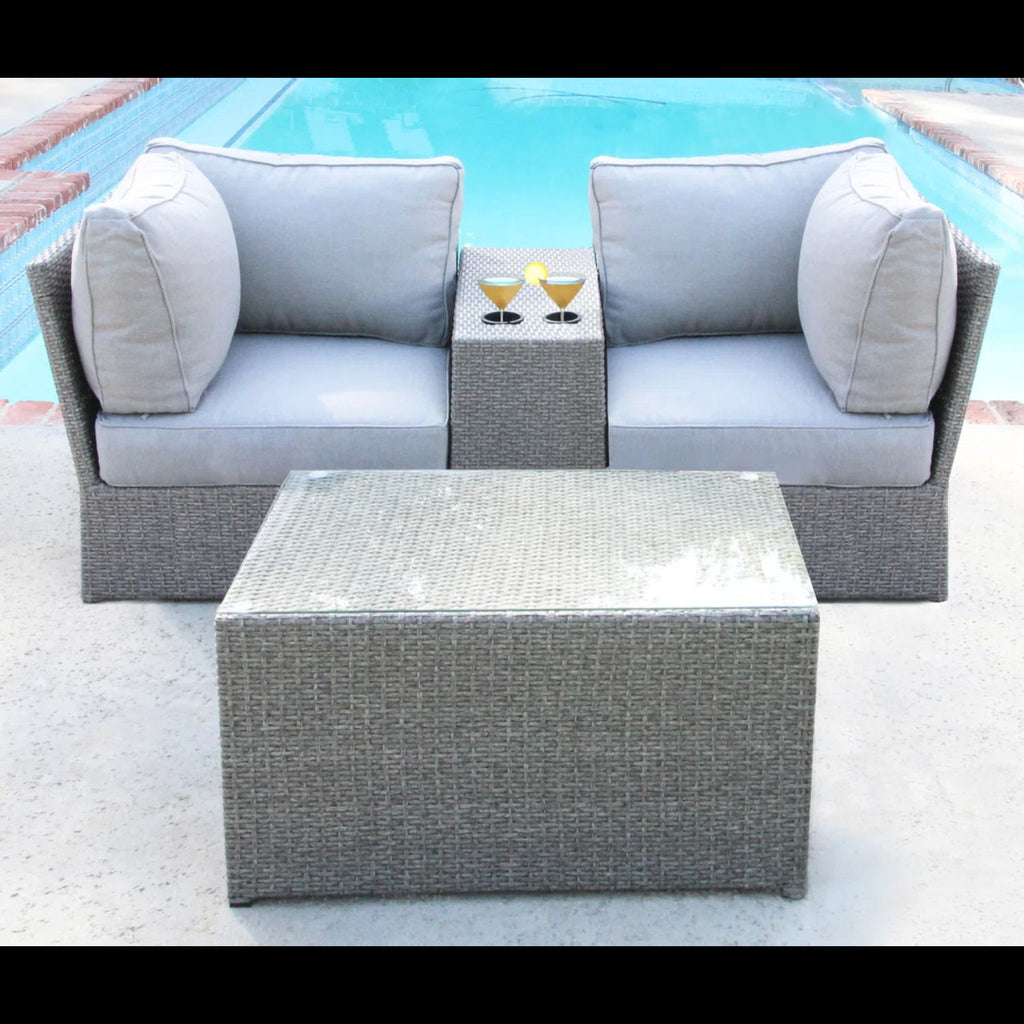 2 Person Sectional Seating Group With Cushions - Gray Mix