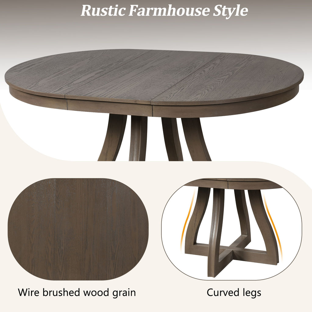 Round Extendable Dining Tabl, Middle Leaf, Curved Legs