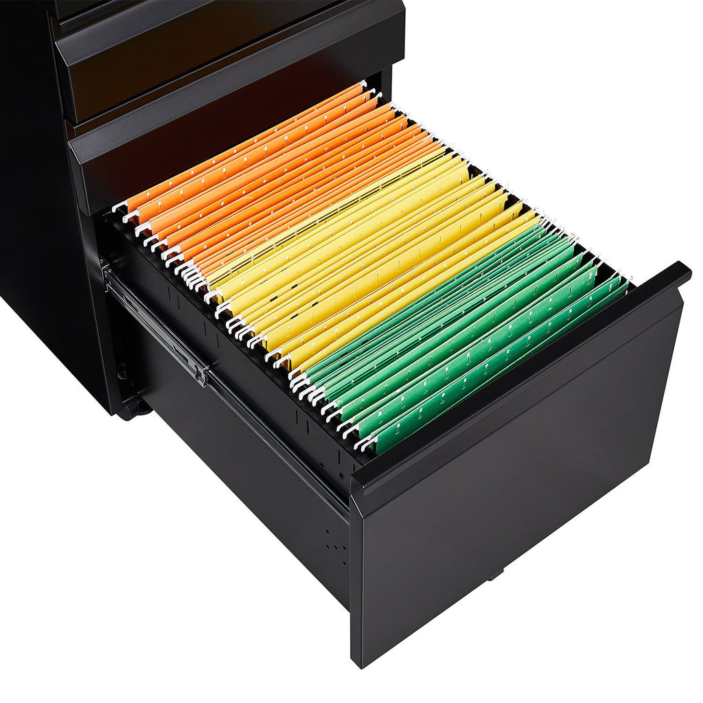 Contemporary 3 Drawer Mobile Filing Cabinet With Lock, Metal Office Storage For Legal / Letter Size