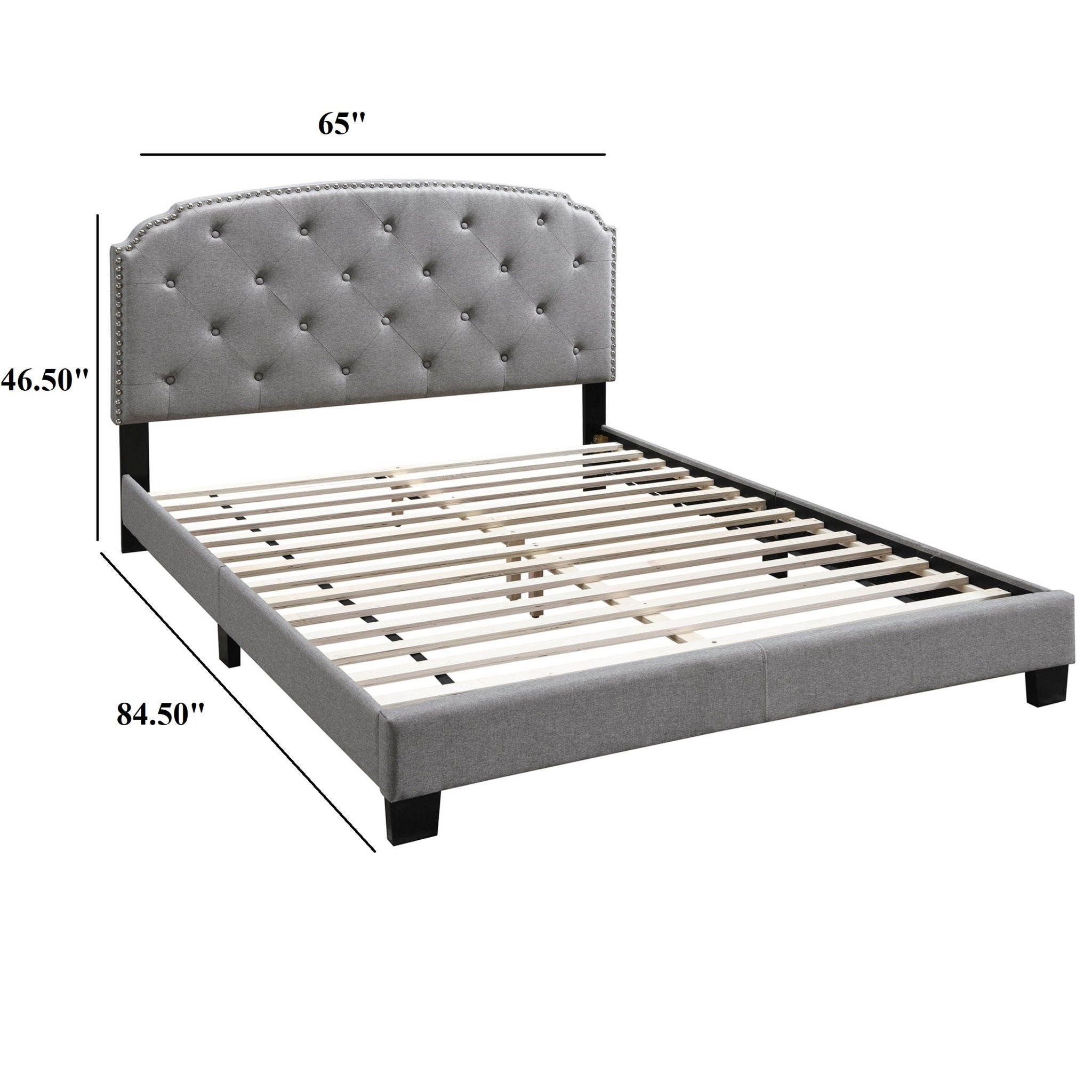 Button Tufted Bed With Nailhead Trim