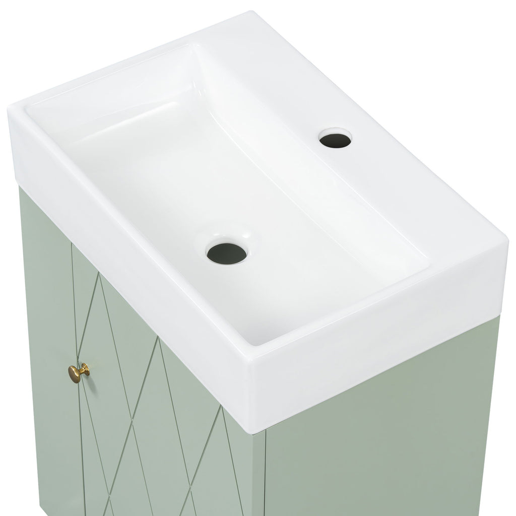 Modern Bathroom Vanity With Sink, Diamond Pattern Doors