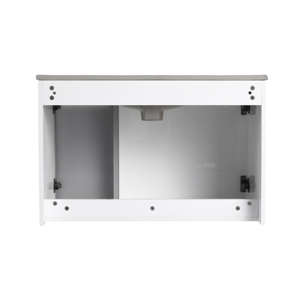 Wall Mounted Bathroom Vanity With Sink, 2 Soft Close Doors, Cabinet & Half Door