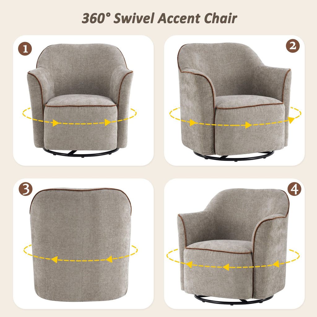 360° Swivel Accent Chair With Flared Arms