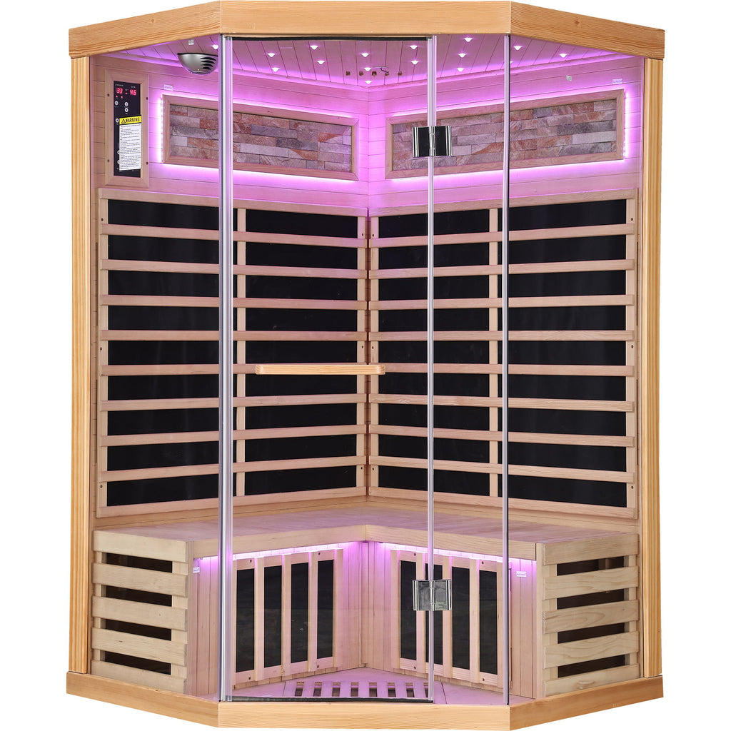 Double Sauna Room With Carbon Heating Plates - White Oak