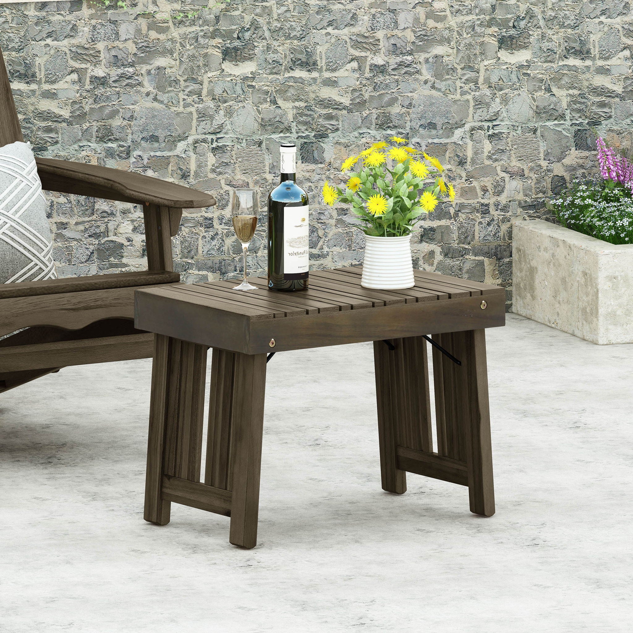 Temptation - Outdoor Foldable Side Table With Slat Design