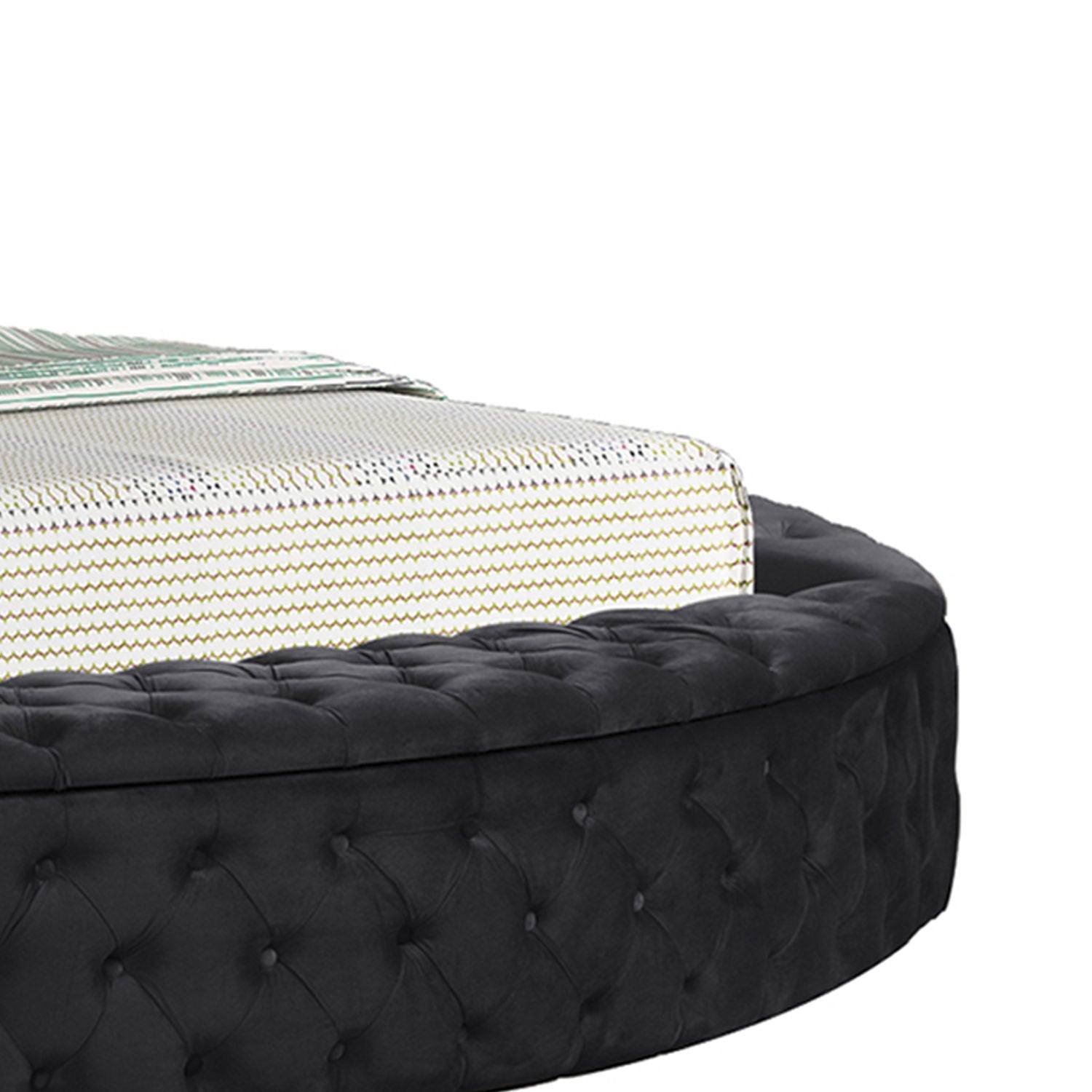 Hazel - Queen Size Tufted Storage Bed & Bluetooth Speakers, USB Port - Black