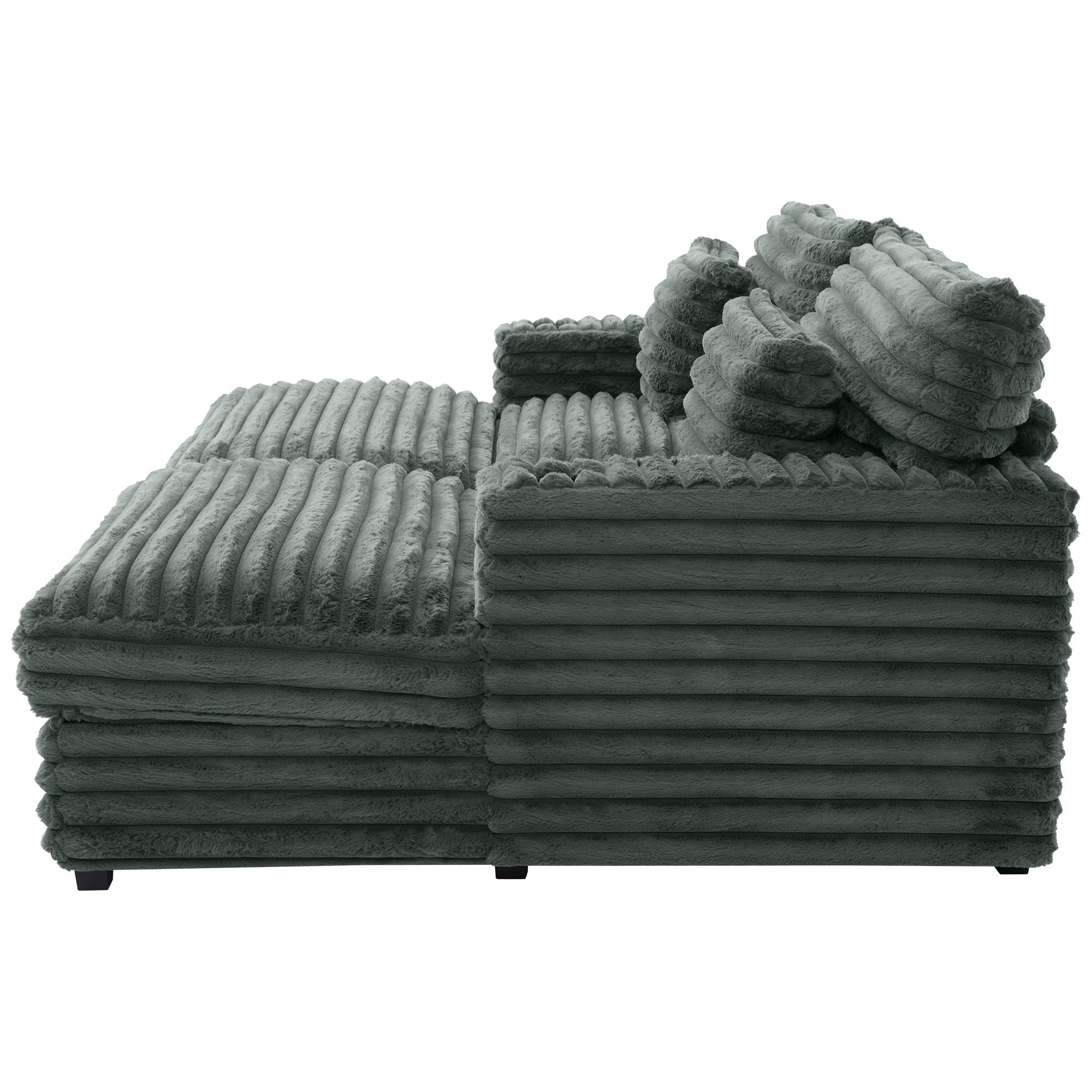 Oversized Double Chaise Lounge Sofa With USB Ports And Cup Holders