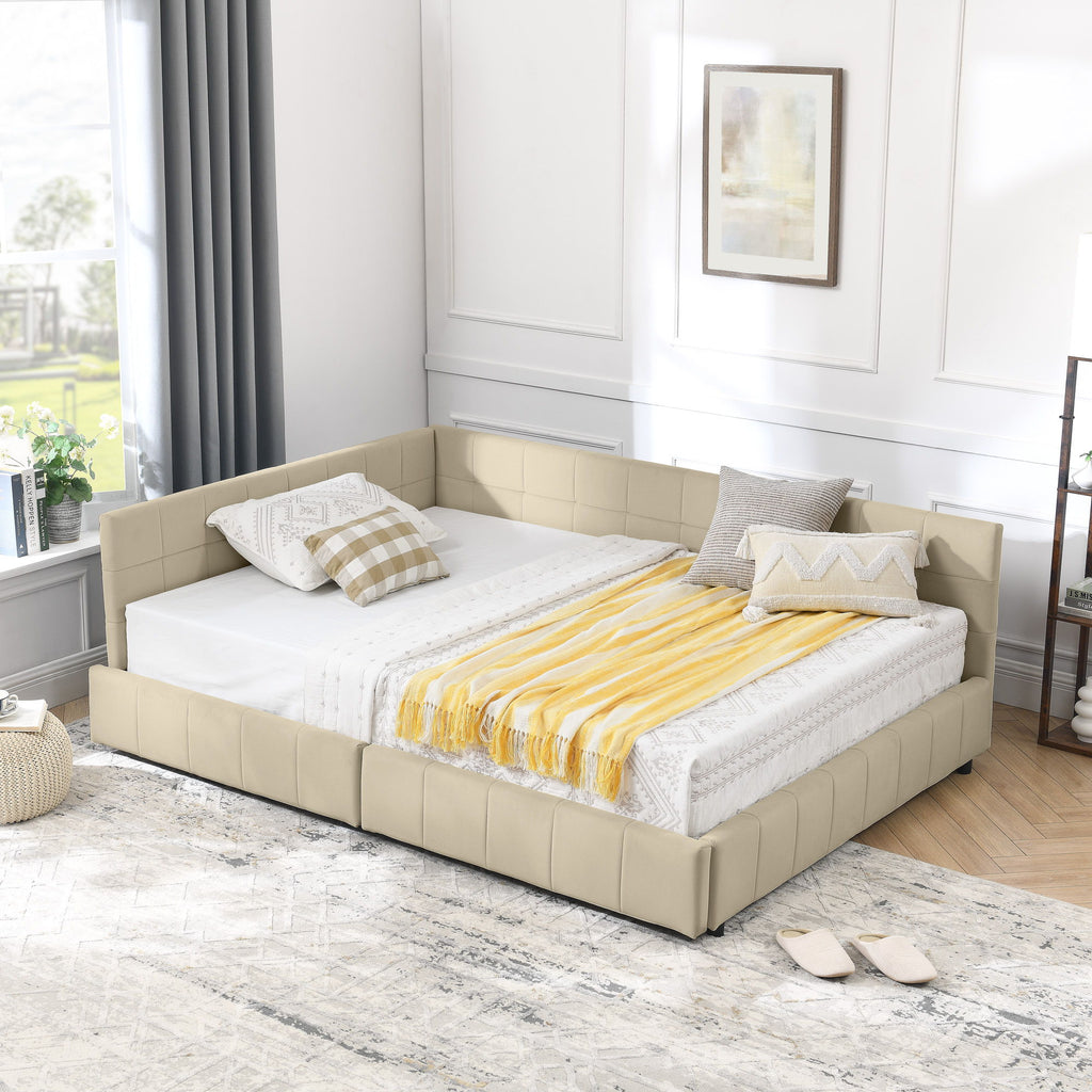 Upholstered Storage Tufted Bed Frame With Backrest And Armrests
