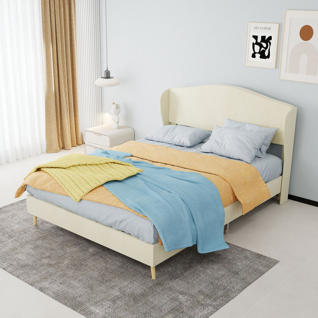 Upholstered Bed, Tufted Headboard, Comfortable Sleep