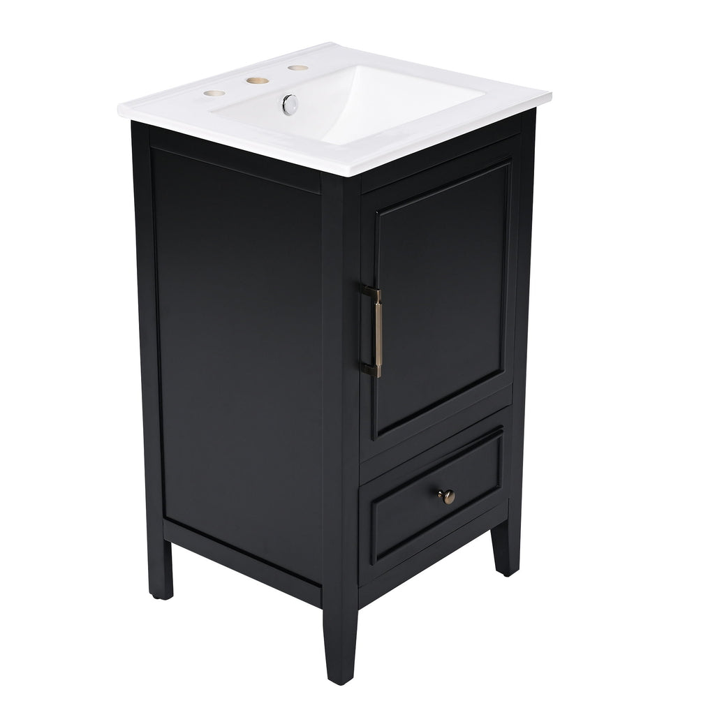 Modern Bathroom Vanity With Sink, Cabinet Storage, Drawer & Adjustable Feet