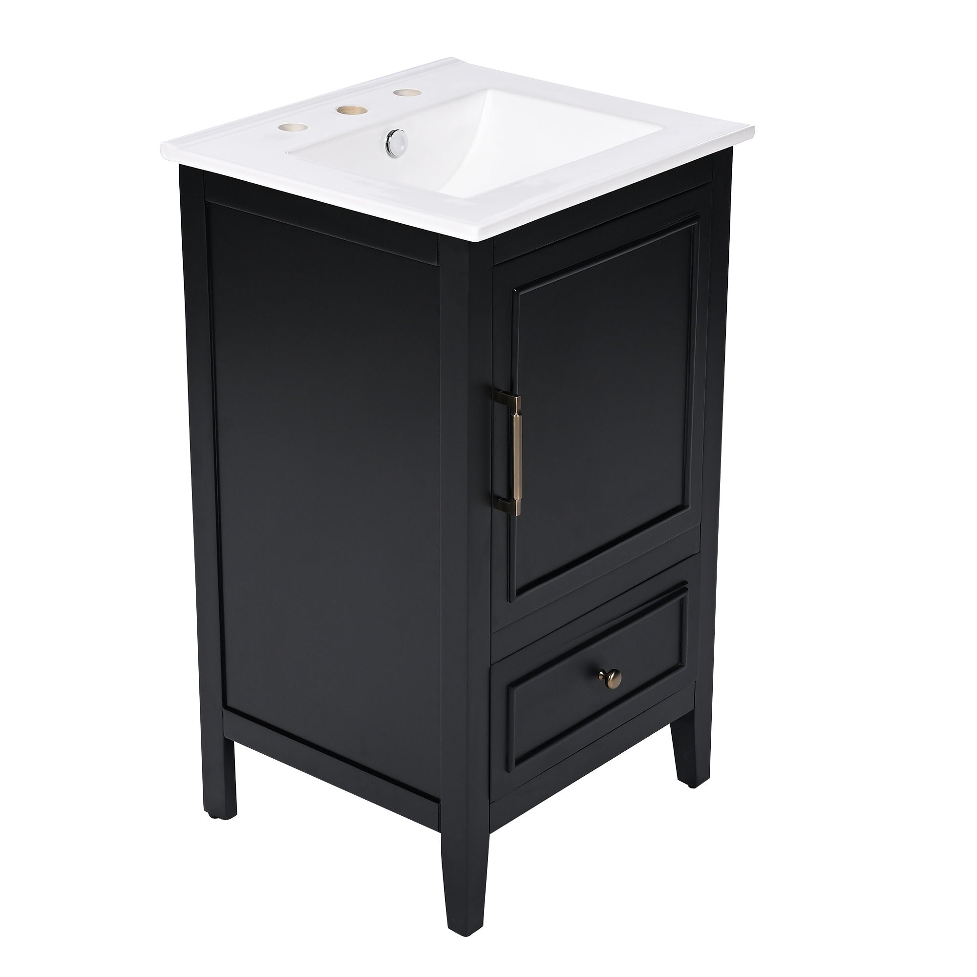 Modern Bathroom Vanity With Sink, Cabinet Storage, Drawer & Adjustable Feet