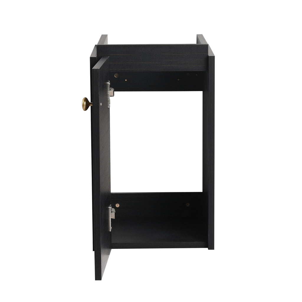 Compact Bathroom Vanity With Sink, Soft Close Door - Black Chestnut