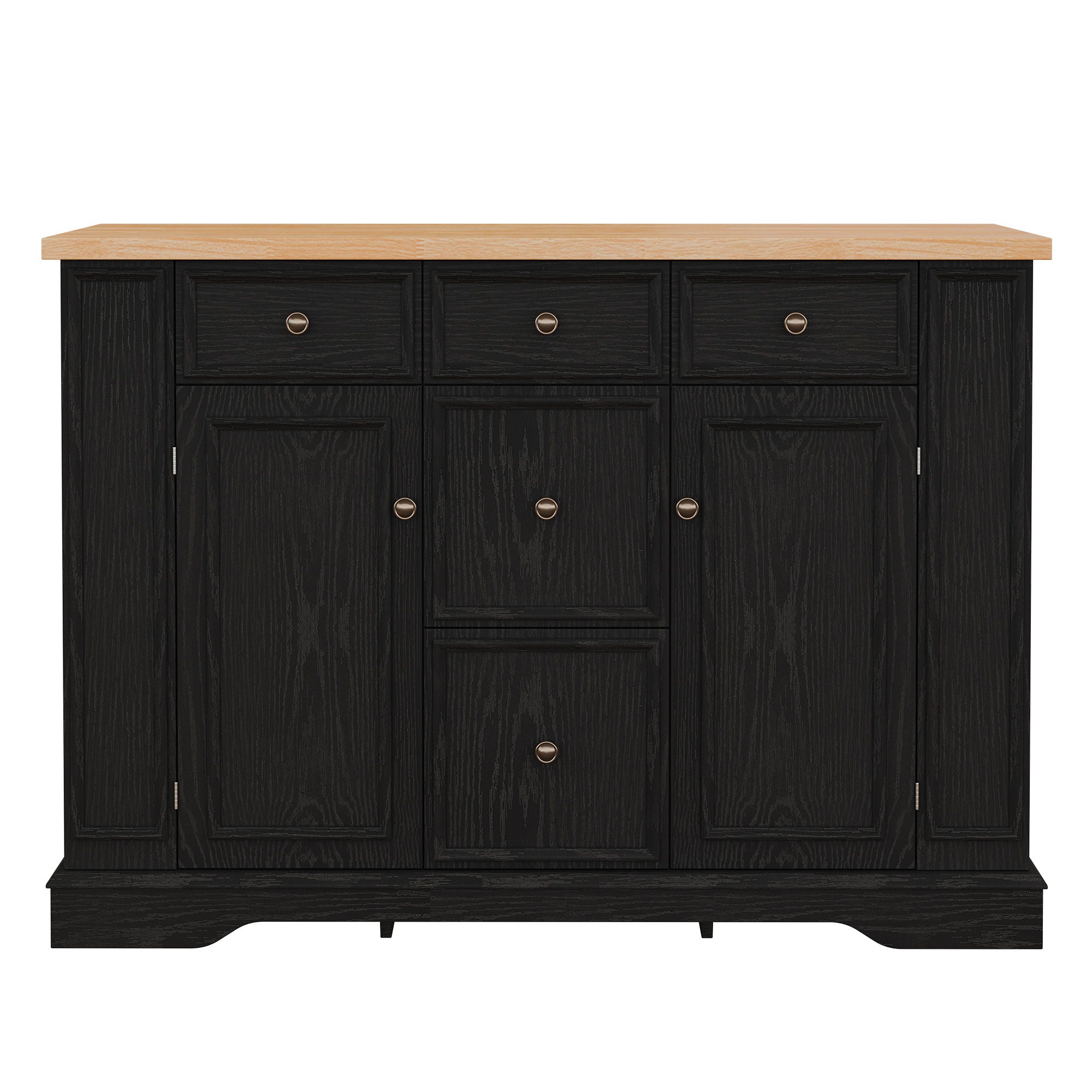 Sideboard Buffet Cabinet With 5 Drawers, 2 Cabinets, Adjustable Shelves
