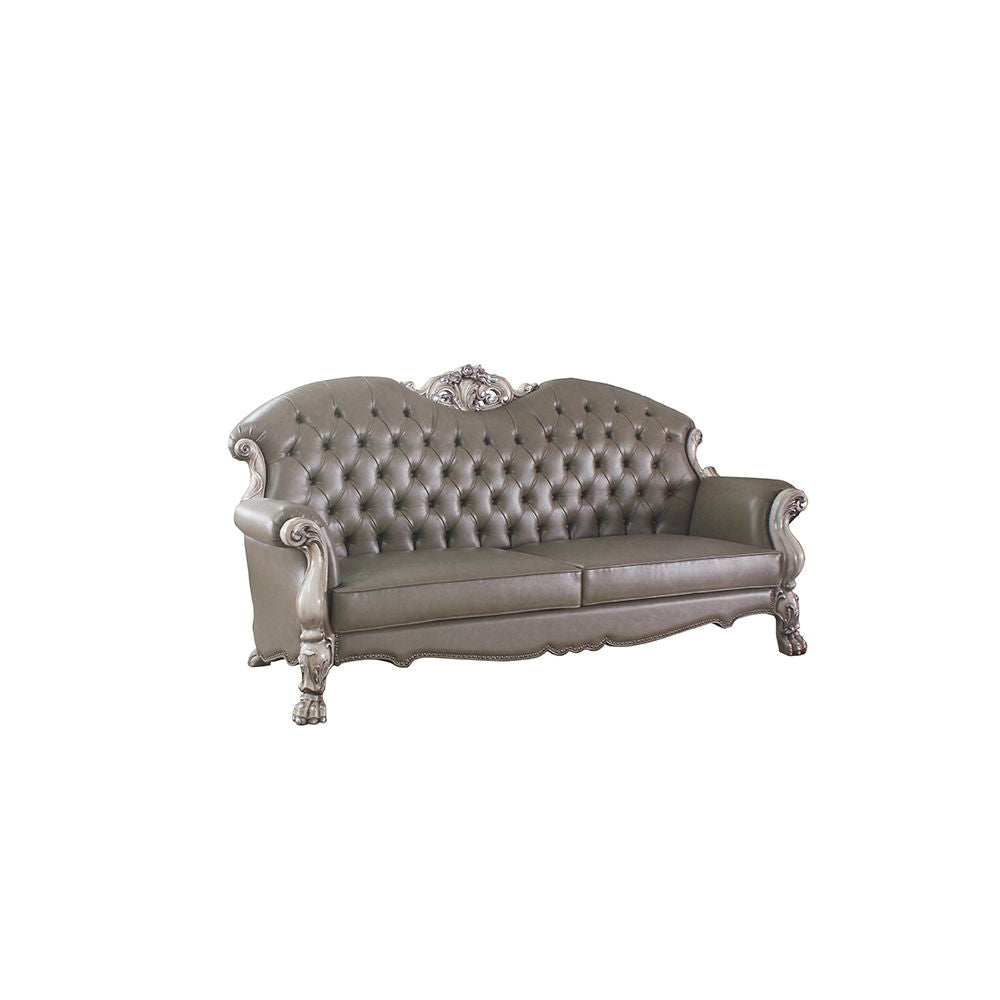 Dresden - 47" Sofa With 5 Pillows - Synthetic Leather & Vintage Bone White
