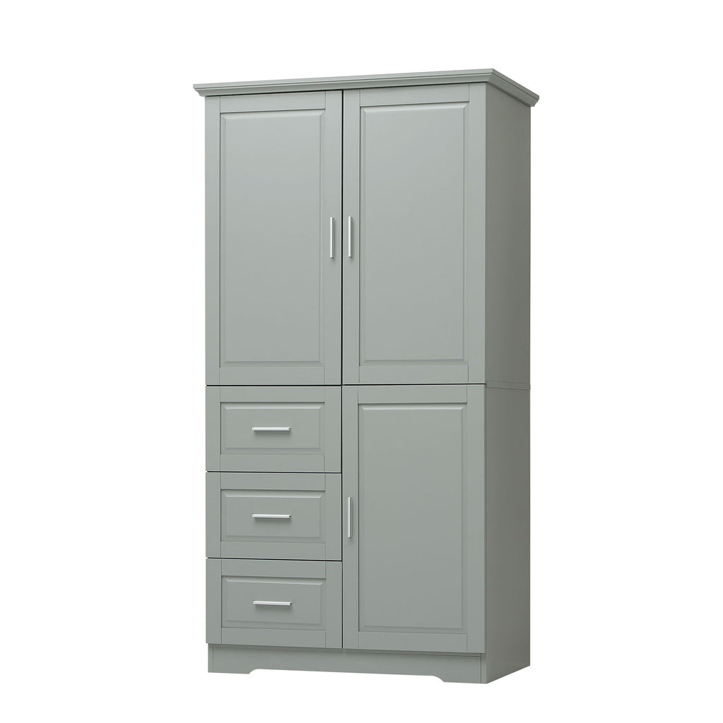 Tall And Wide Storage Cabinet With Doors, 3 Drawers
