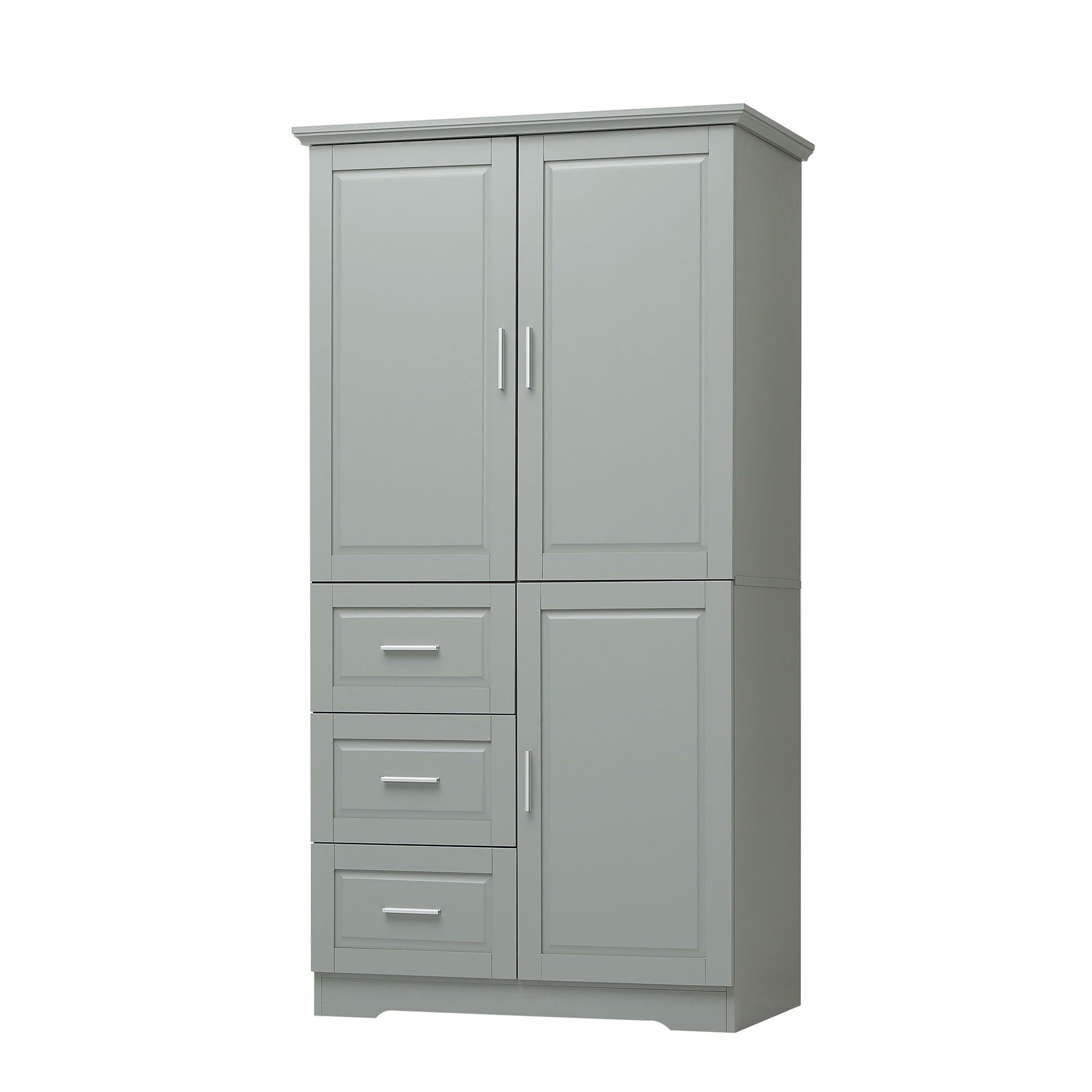 Tall And Wide Storage Cabinet With Doors, 3 Drawers