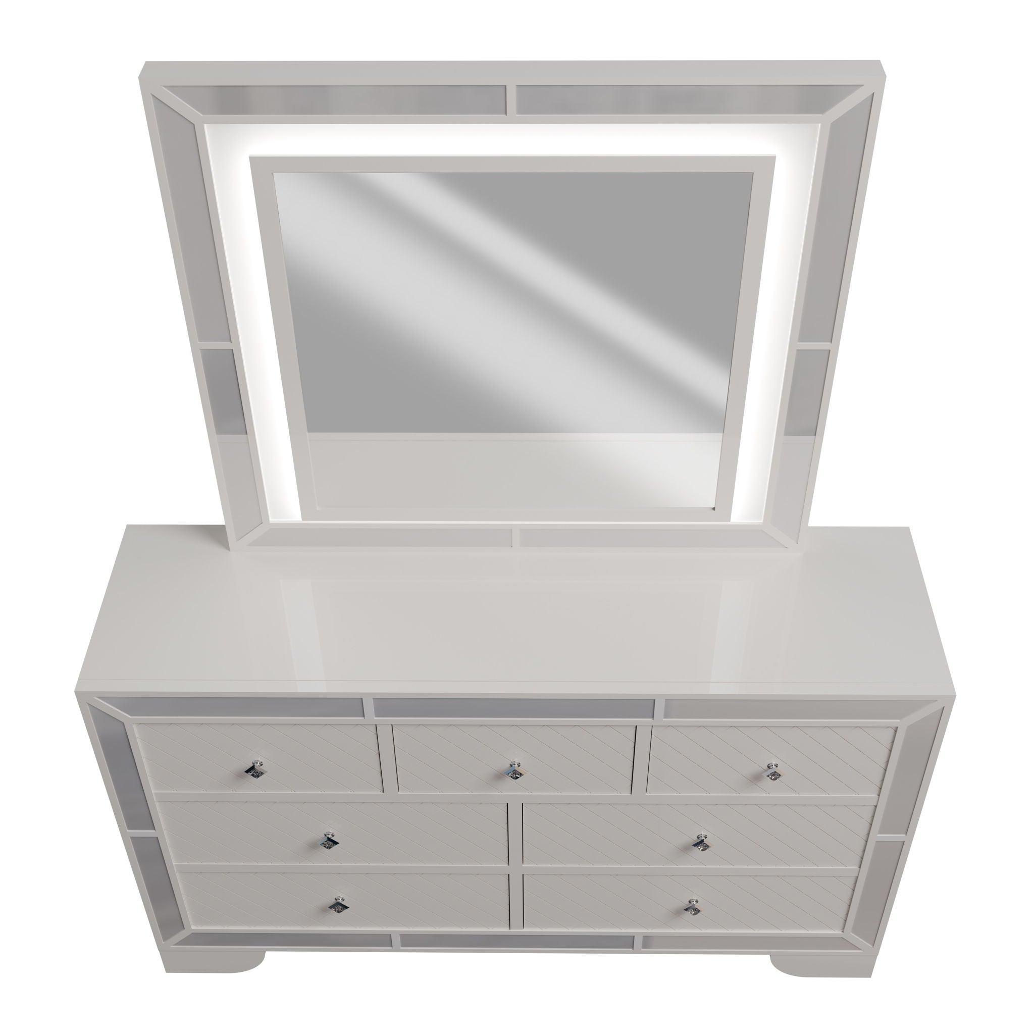 1 Piece Dresser With Diamond-Shaped Knob Handles, Bedroom Furniture - Cream