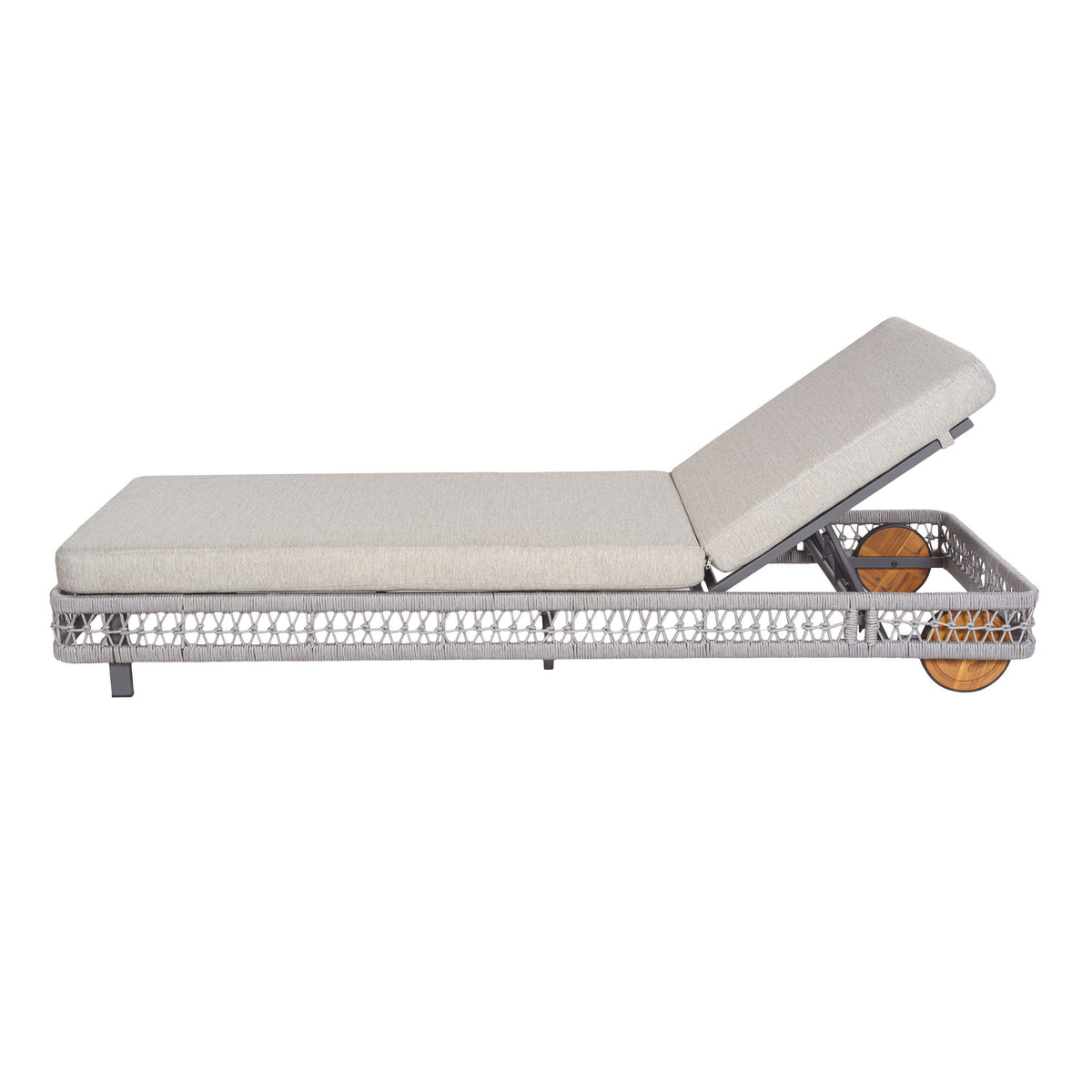 Outdoor Chaise Lounge & Wheels, 5 Position Adjustable Backrest