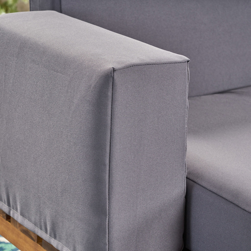 2 Piece Patio Set With Loveseat And Coffee Table - Natural / Gray