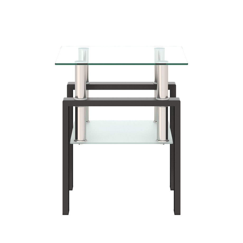 Modern Tempered Glass Tea Table, End Square Table For Living Room