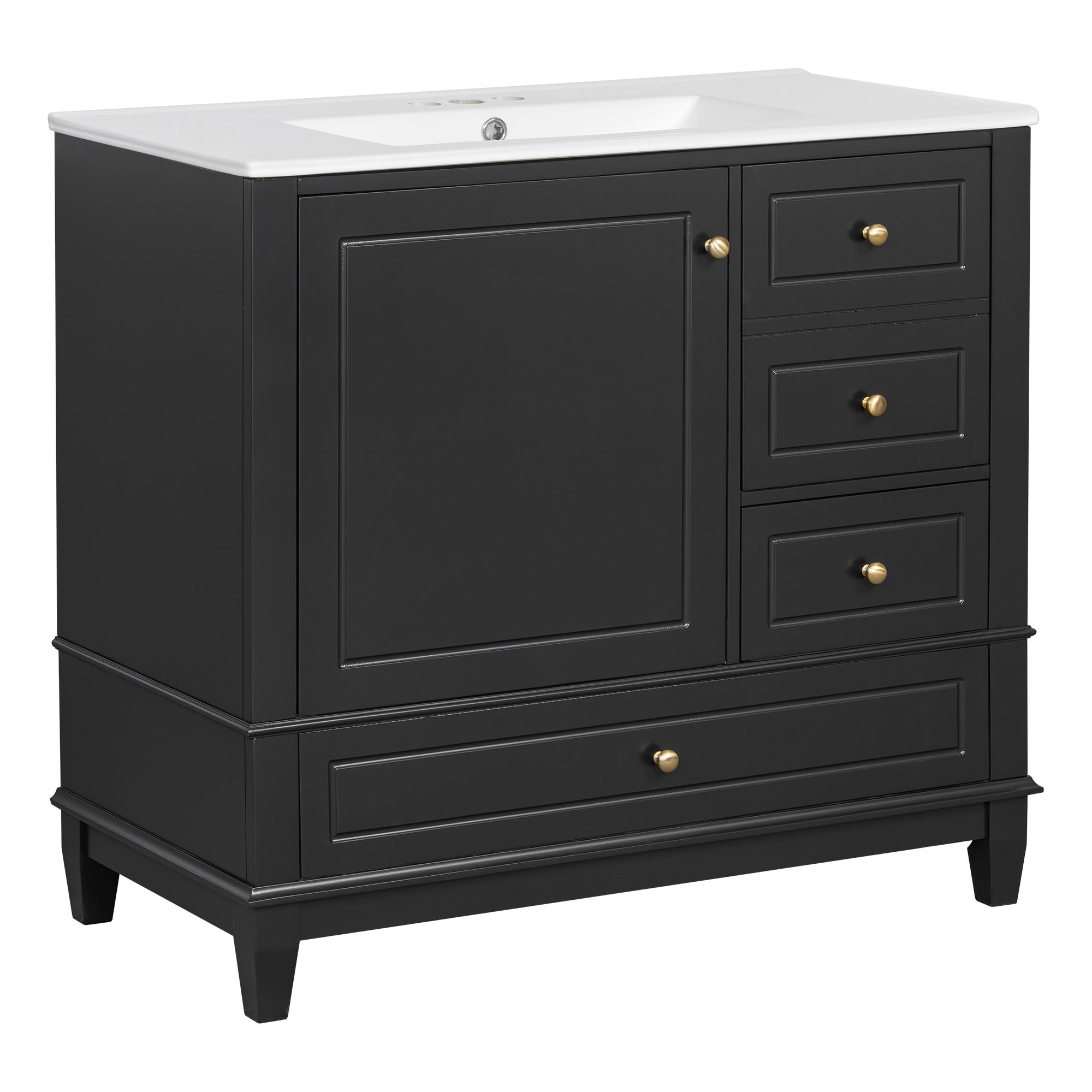 Modern Bathroom Vanity With Sink, 3 Drawers & Cabinet