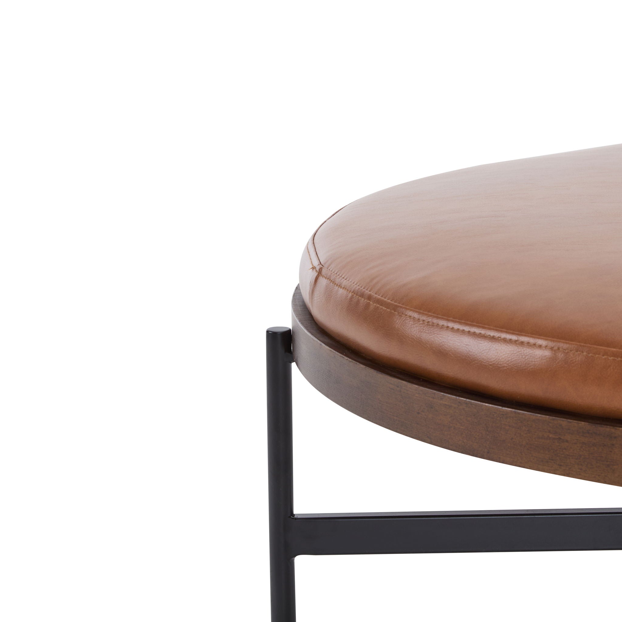 Lyricie - Modern Cocktail Ottoman With Foam Padding And Metal X Base - Brown / Black