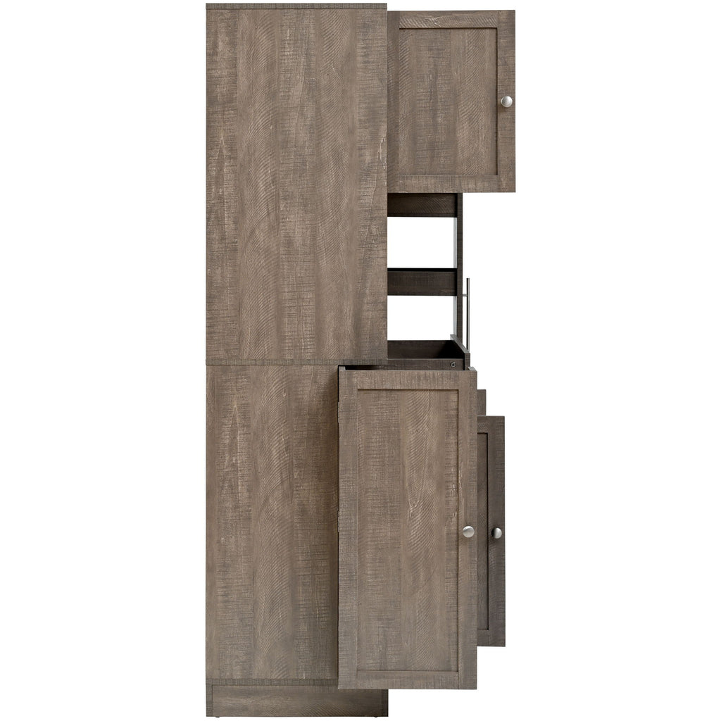 Large Kitchen Pantry Storage Cabinet Cupboard With Pull Out Side Cabinet
