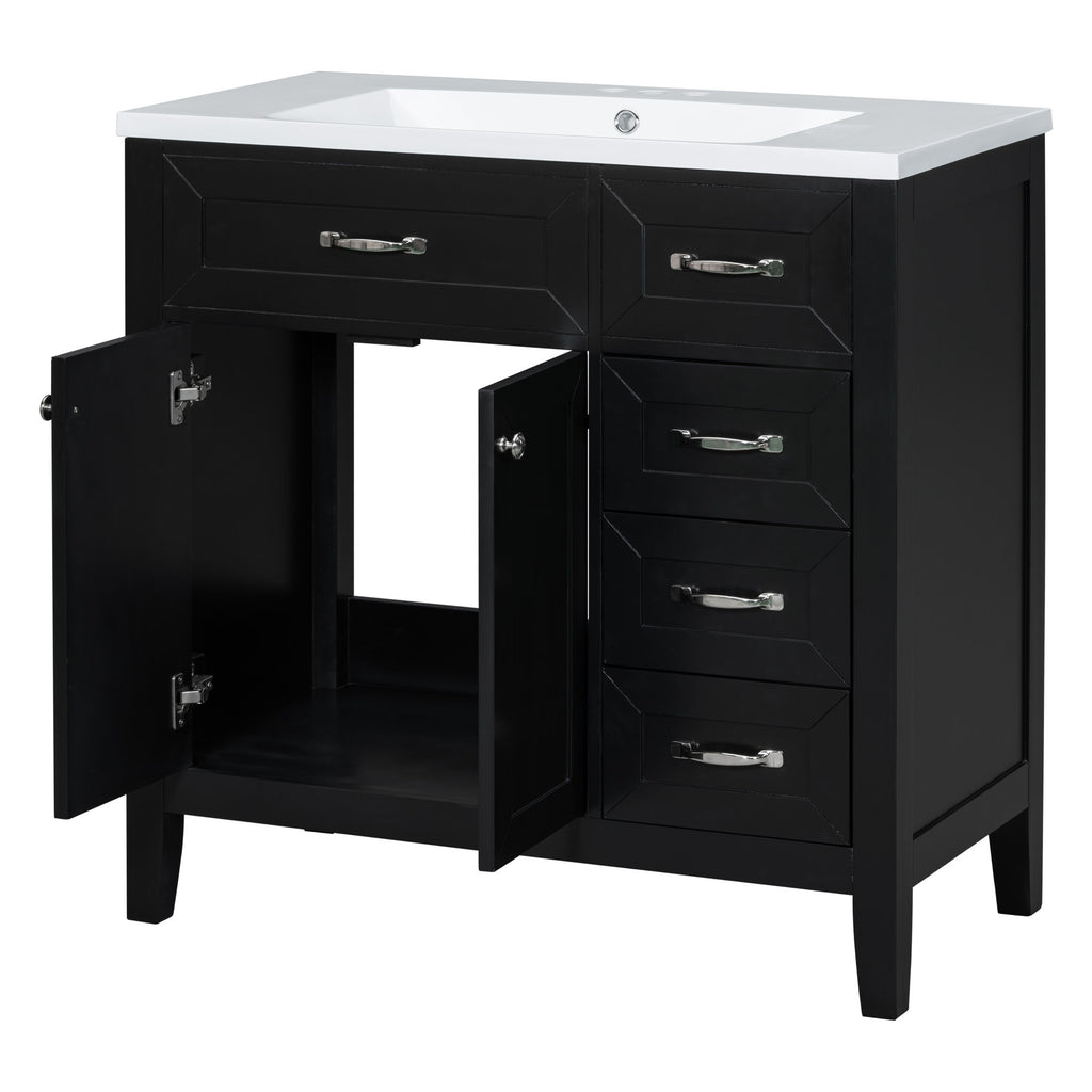 Modern Bathroom Vanity With Sink, Freestanding With Drawers And Doors