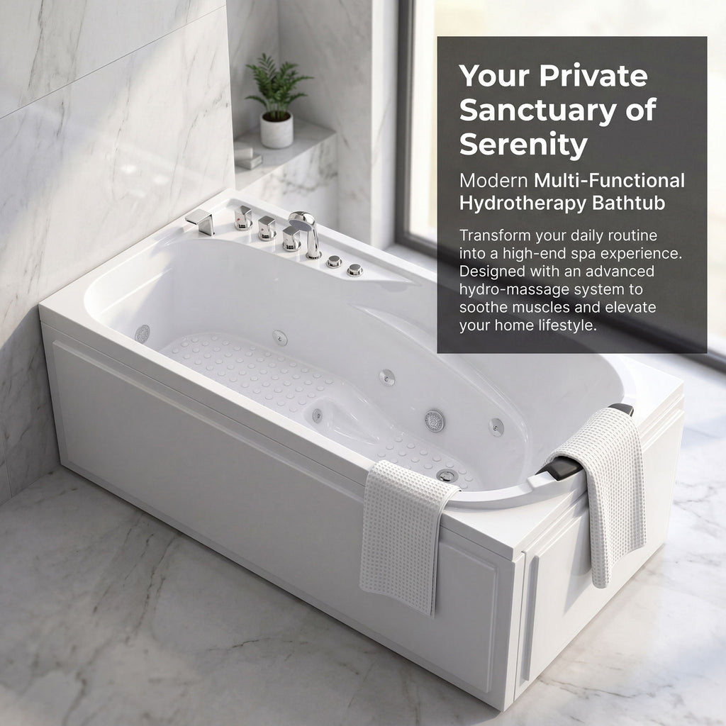 Xavier - Single Corner Massage Bathtub - Milk White