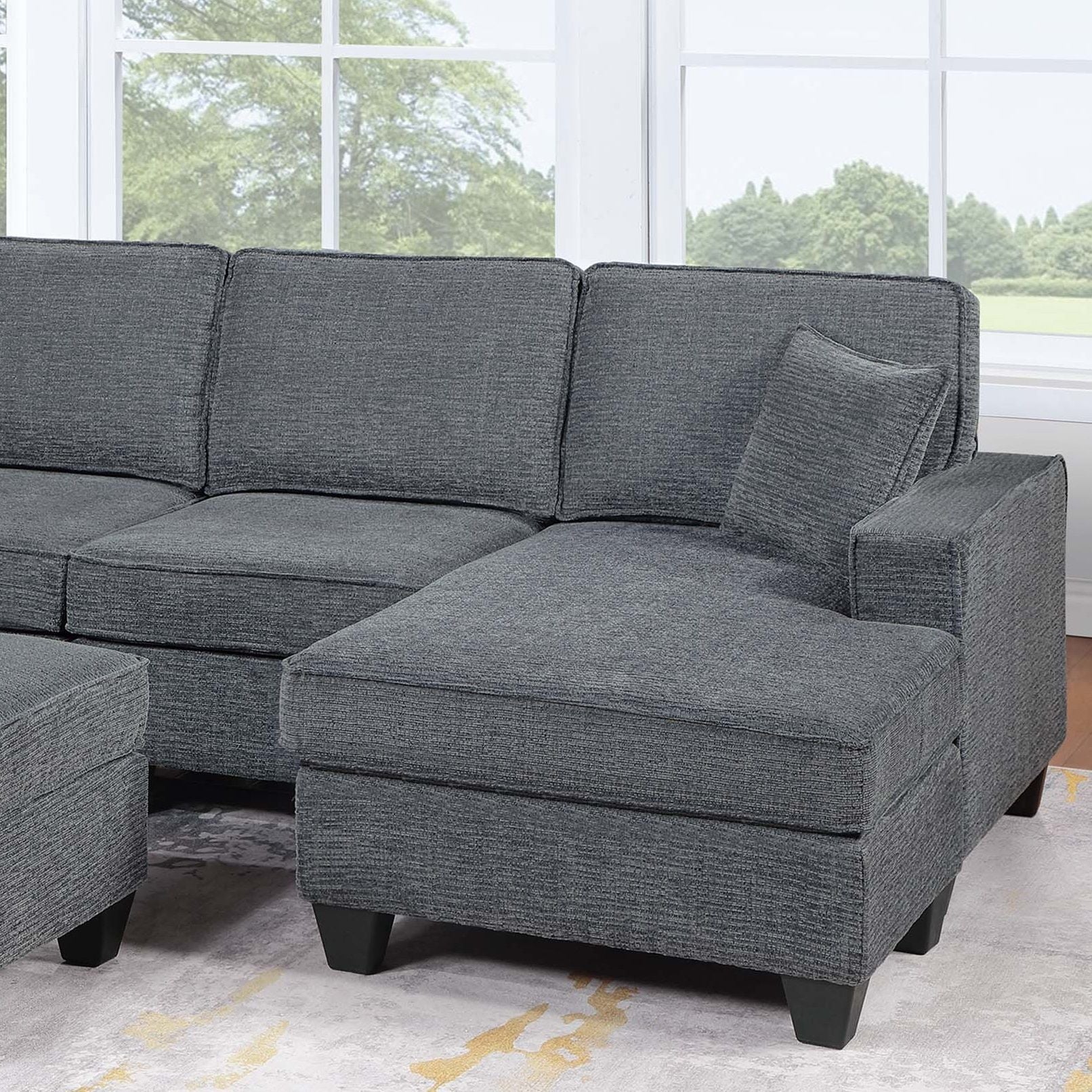 5 Piece Sectional Set Left Arm Loveseat With USB Port Corner Wedge Ottoman Armless Chair Right Arm Loveseat With Chaise - Gray / Slate