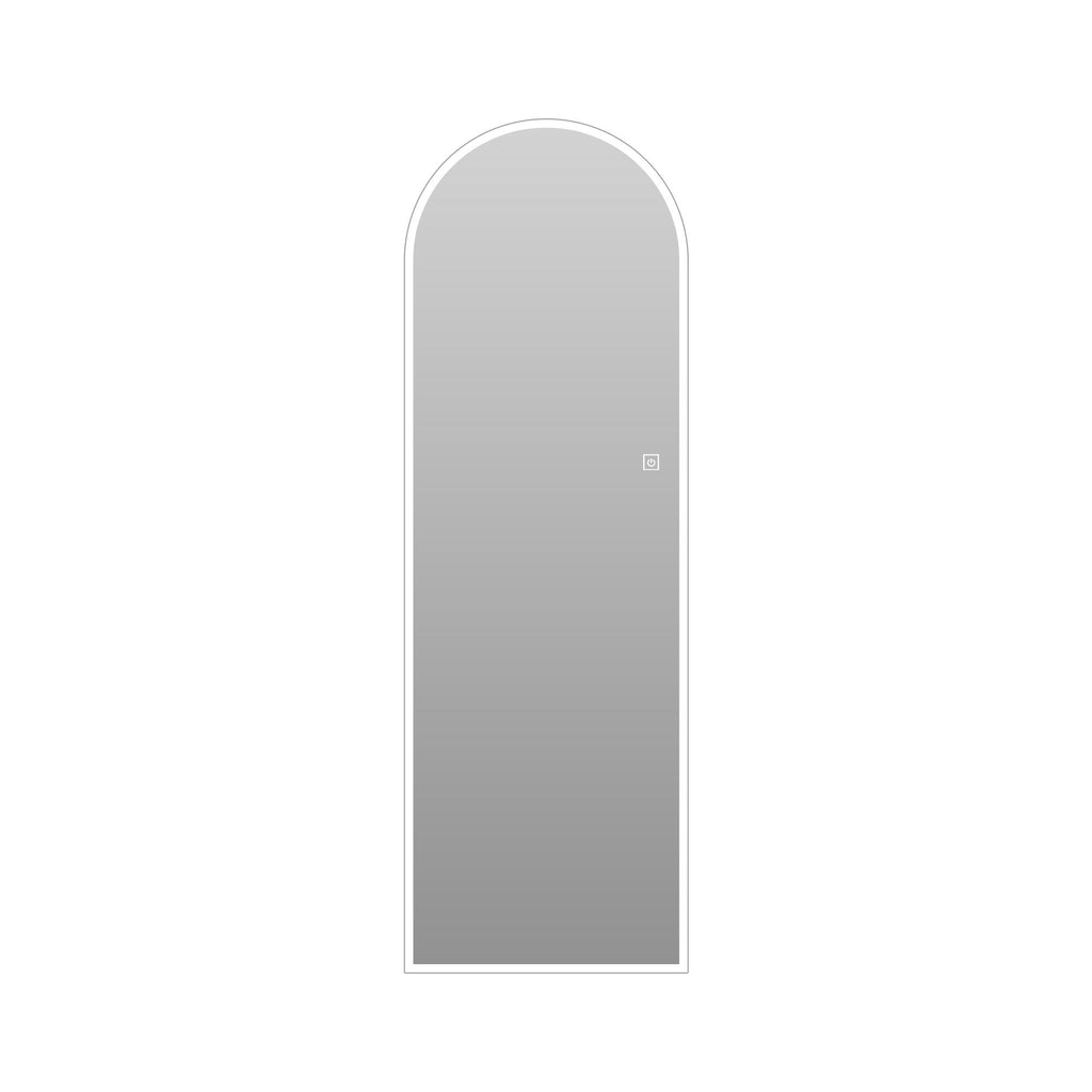 LED Full Length Wall Mirror With Symmetrical Arch Design, Dimmable 3 Color Temperature Lighting - Silver