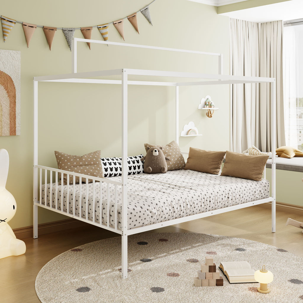 3 In 1 Convertible Montessori Floor Bed With Fenced Support