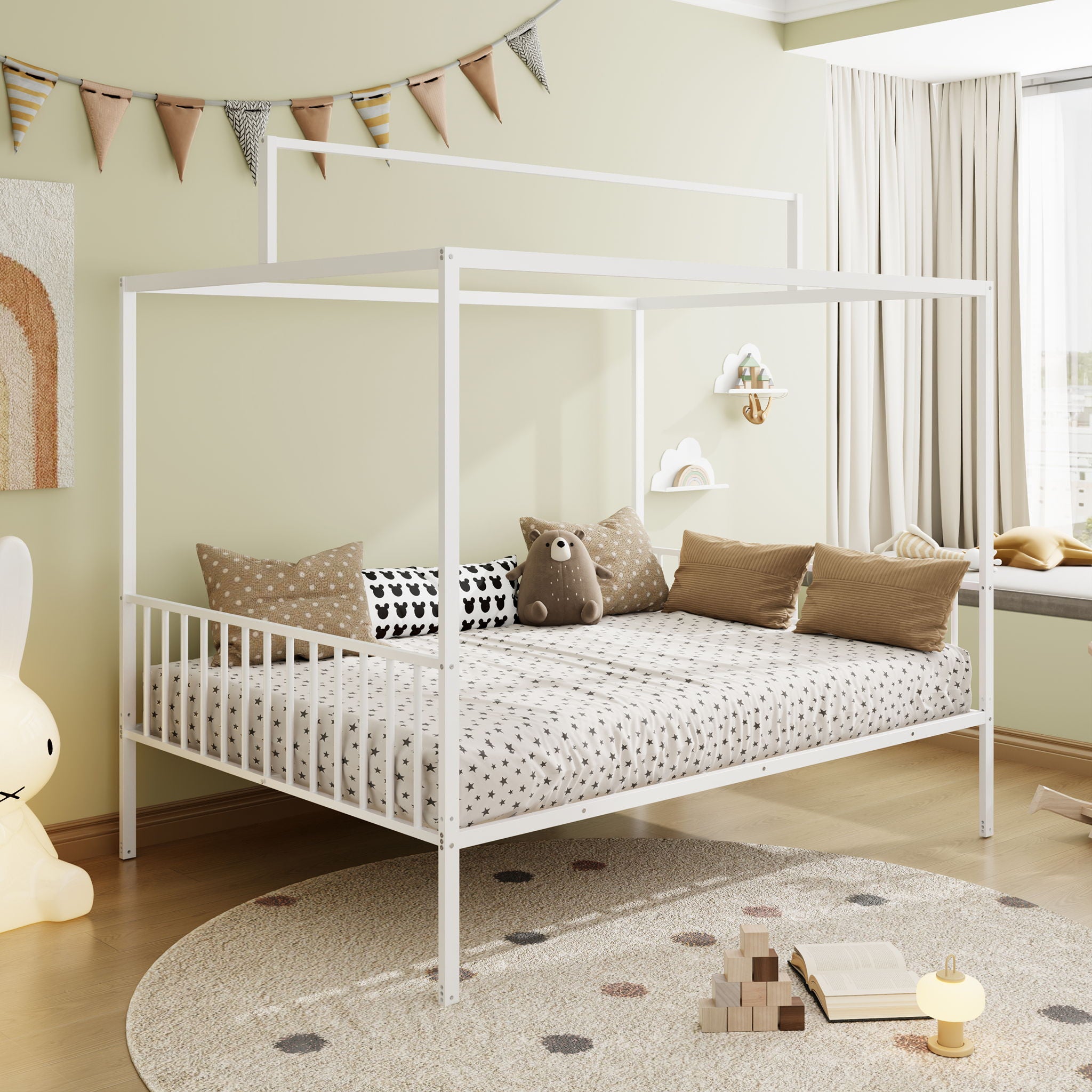 3 In 1 Convertible Montessori Floor Bed With Fenced Support