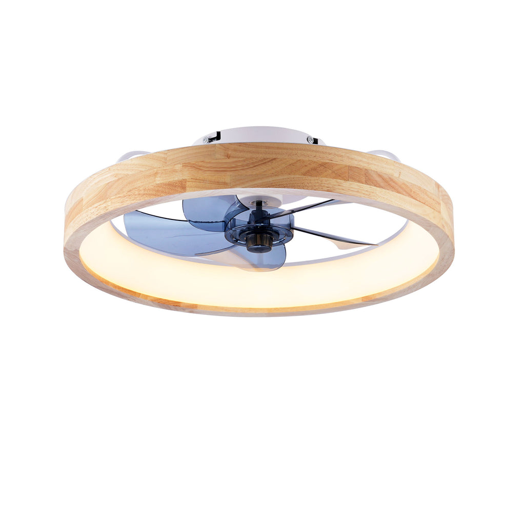 Ceiling Fans With Lights And Remote, 3000 - 6500K Dimmable Flush Mount LED Fan Light, 6 Speeds, Quiet DC Motor For Living Room - Matte White / Natural Wood