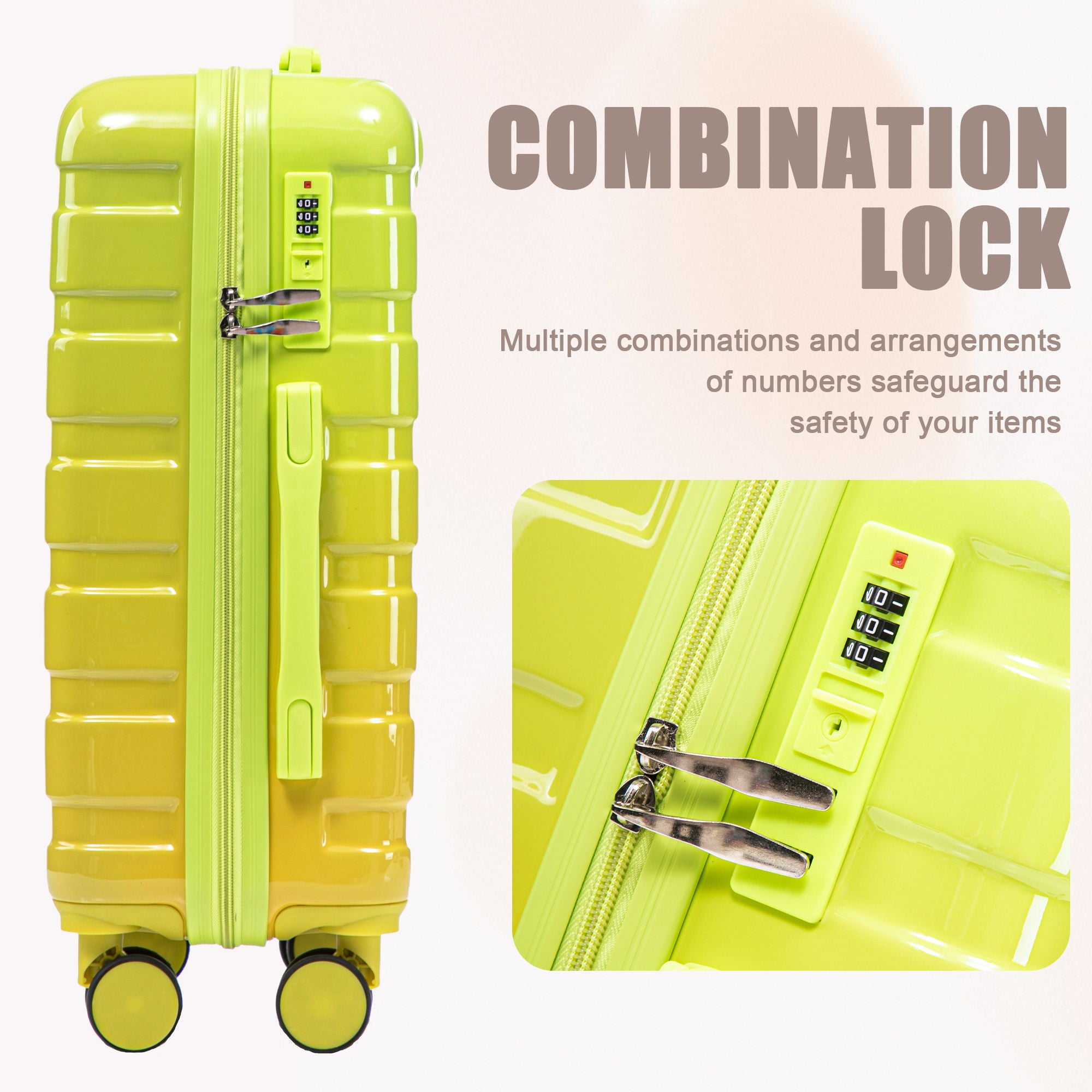 Luggage Set 14" / 20" With Combination Lock And Cosmetic Case