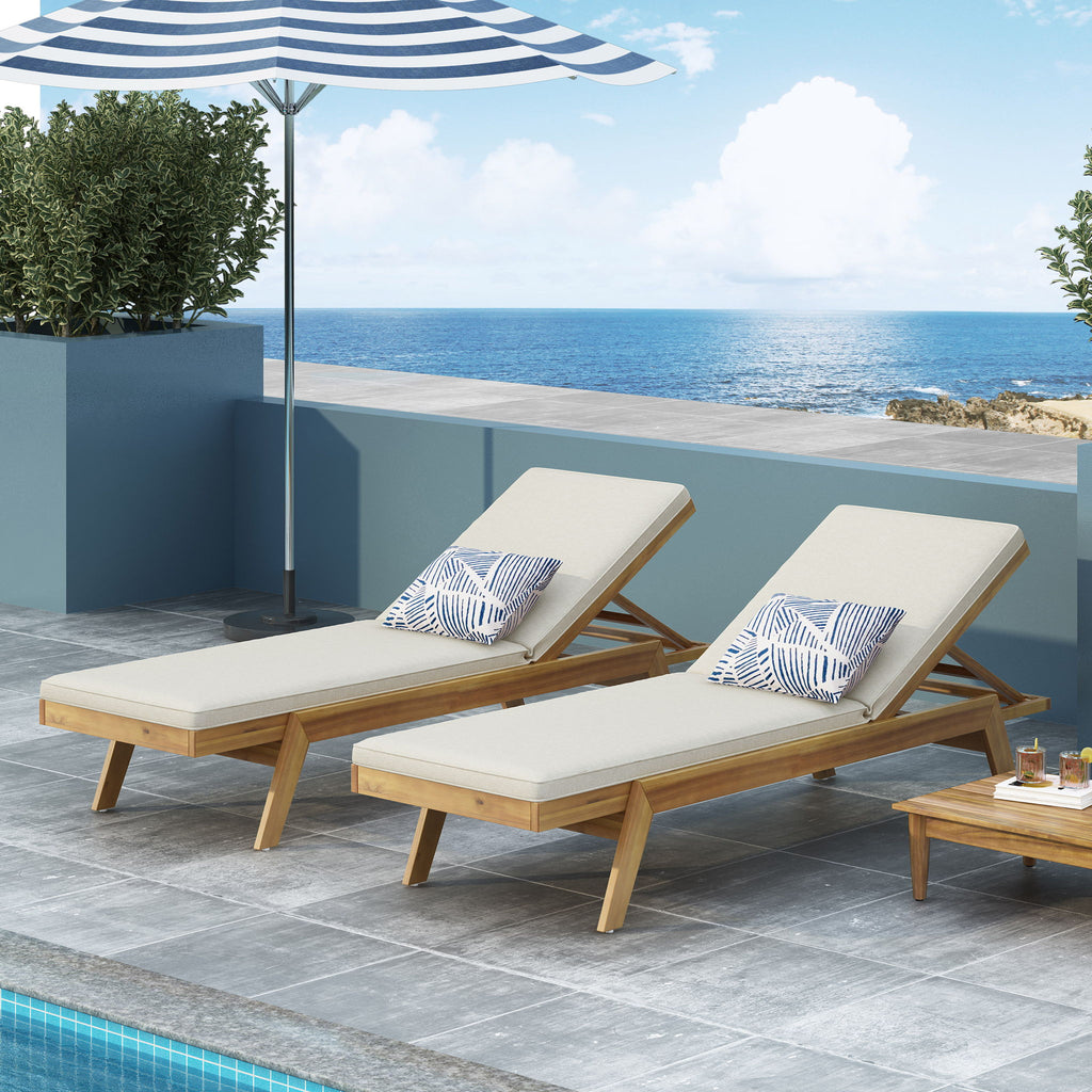 Nebulon - Outdoor Adjustable Chaise Lounge With Water Resistant Cushions (Set of 2)