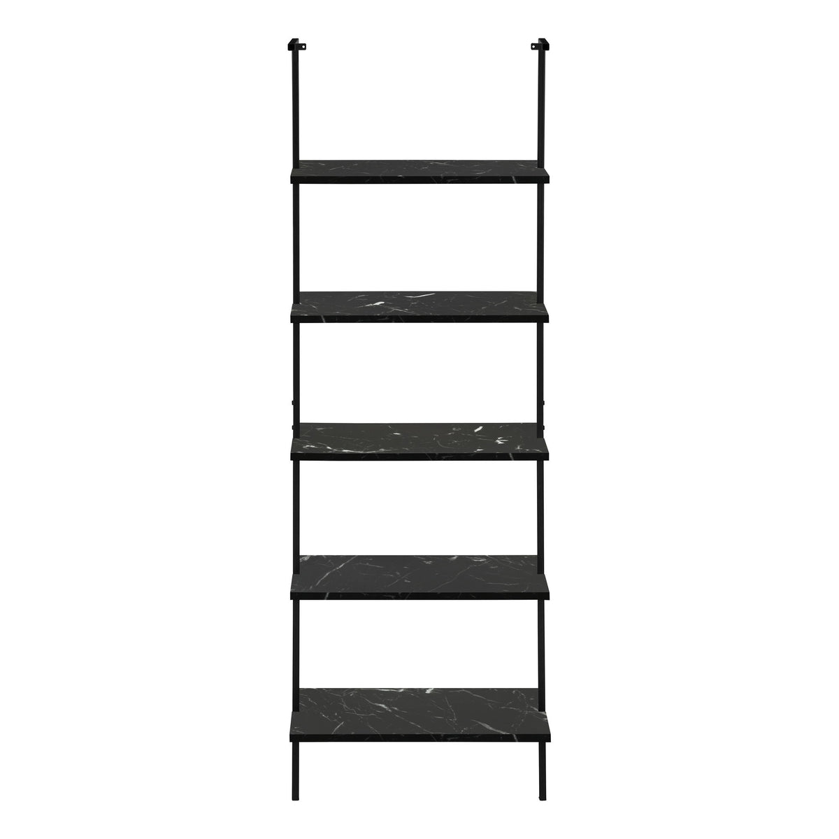 Bookshelf, Bookcase, Etagere, Ladder, 5 Tier, For Office, Marble Look Contemporary & Modern - Black
