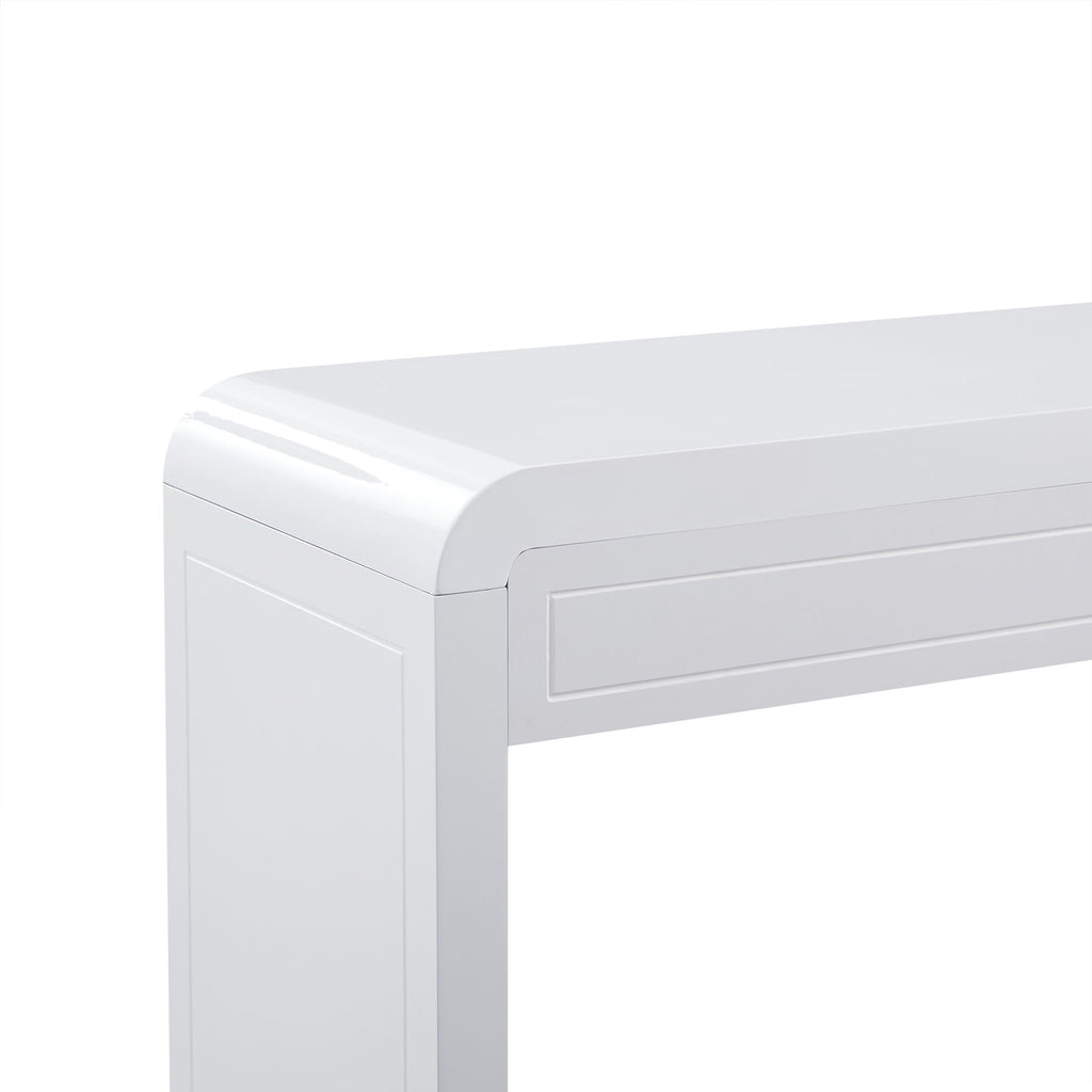 Curved Console Table With Storage, 2 Drawers - White
