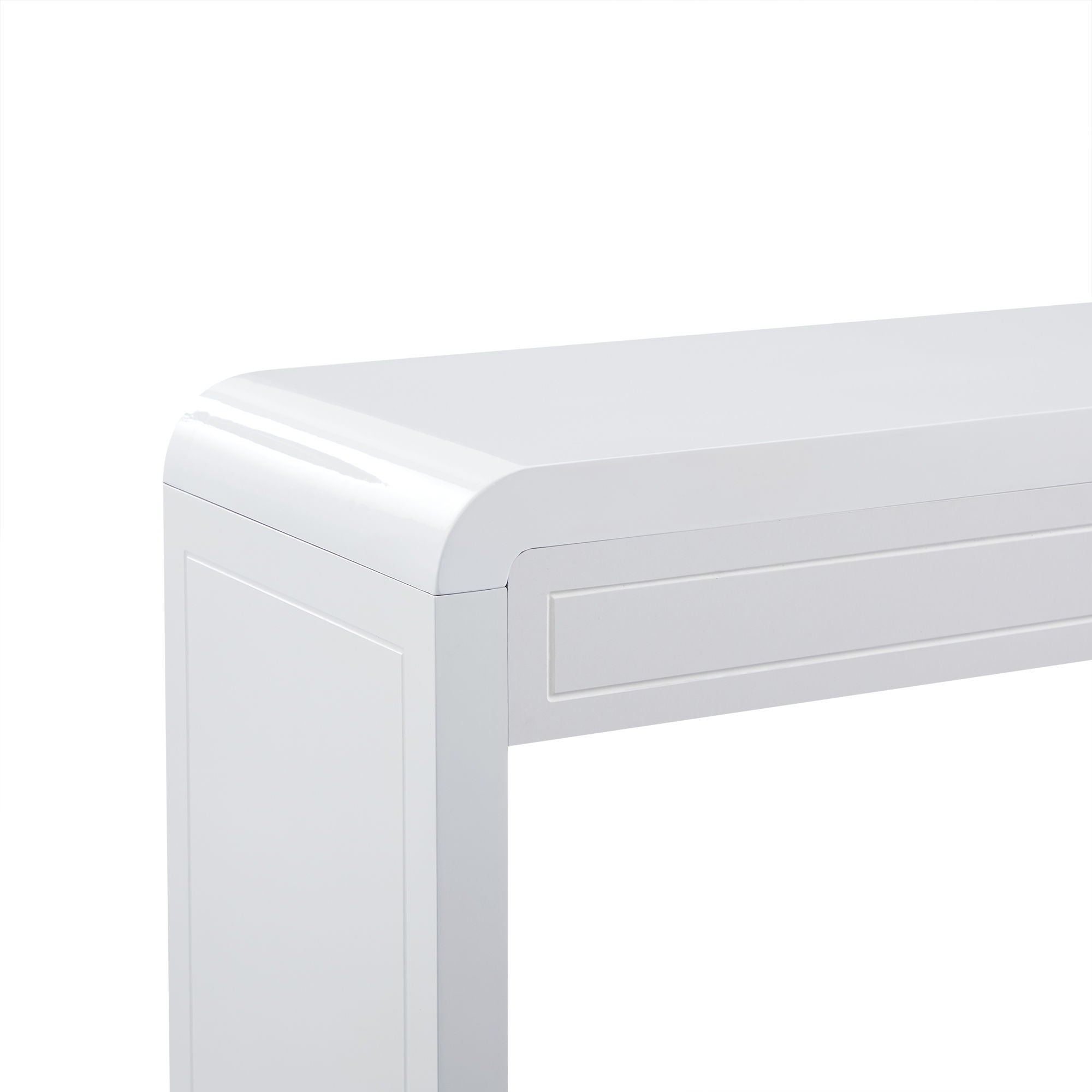 Curved Console Table With Storage, 2 Drawers - White