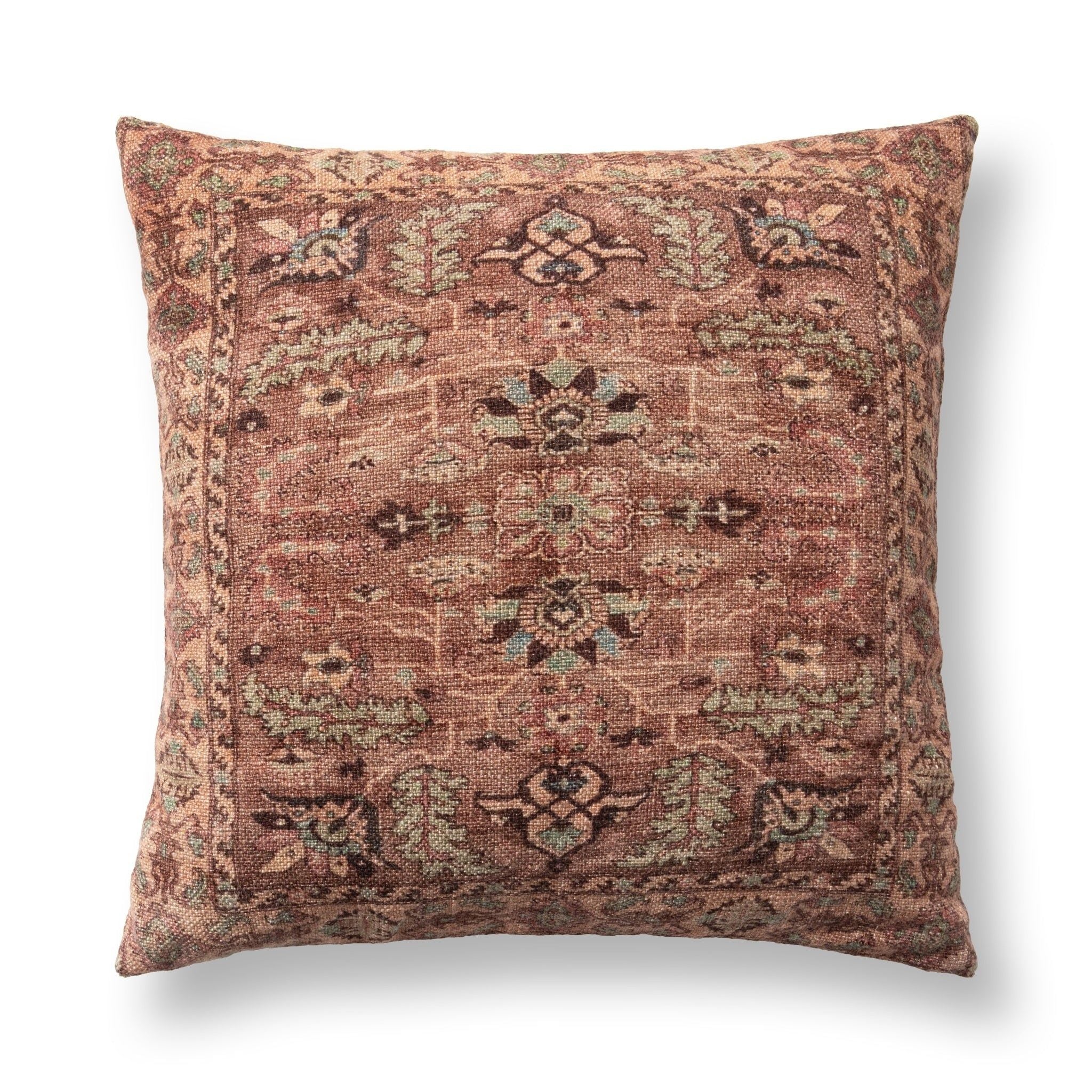 Medley - 22" x 22" Pillow - Multi / Olive Green