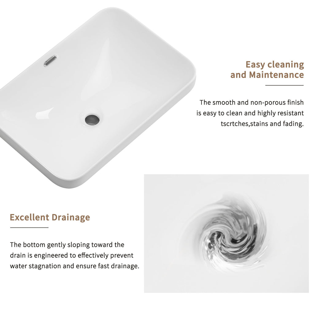 Undermount Bathroom Sink, Vessel Basin For Vanity Countertop - Milk White