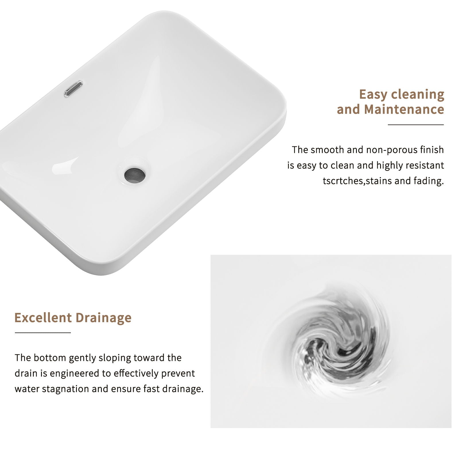 Undermount Bathroom Sink, Vessel Basin For Vanity Countertop - Milk White