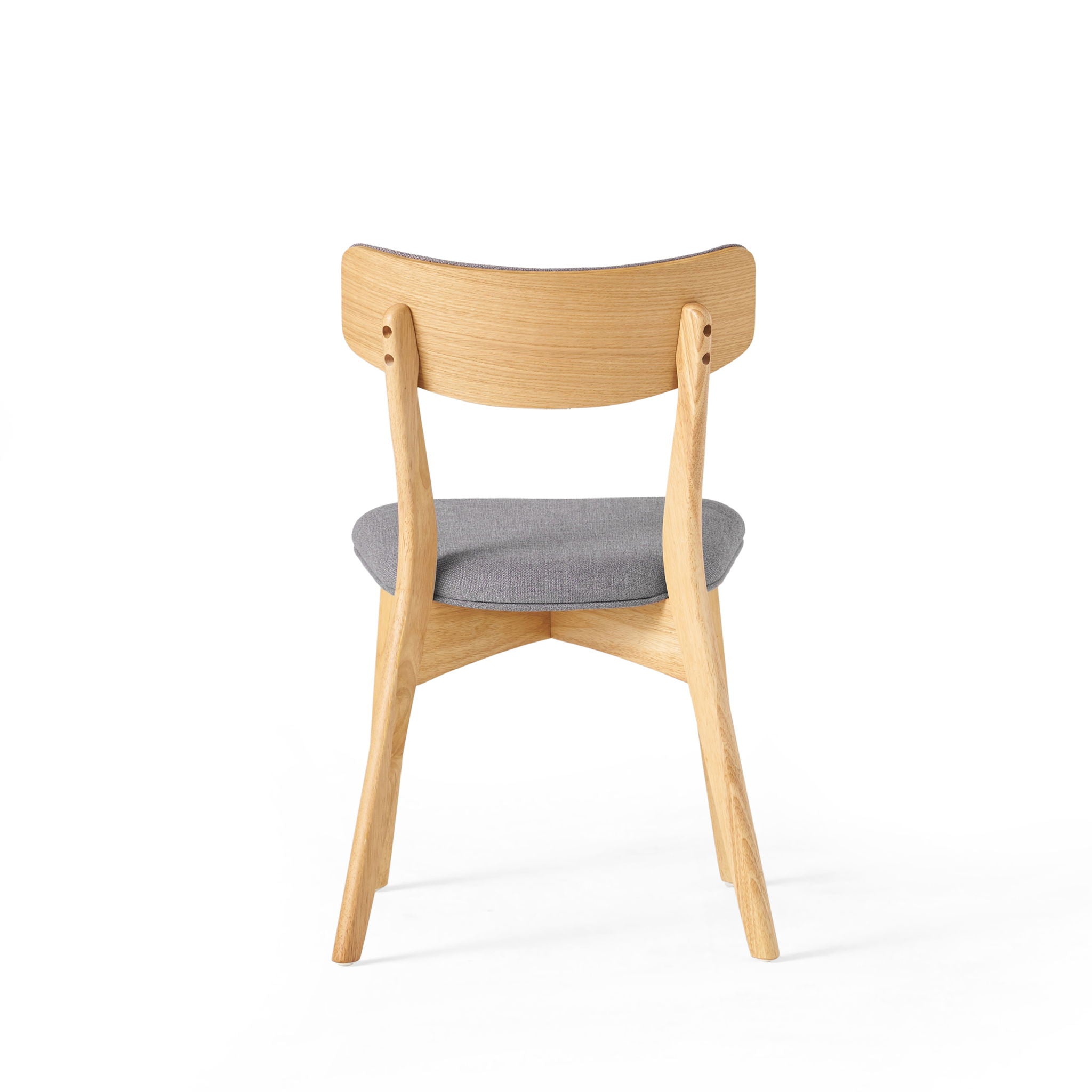 Mid Century Fabric Dining Chairs With Natural Oak (Set of 2) - Dark Gray