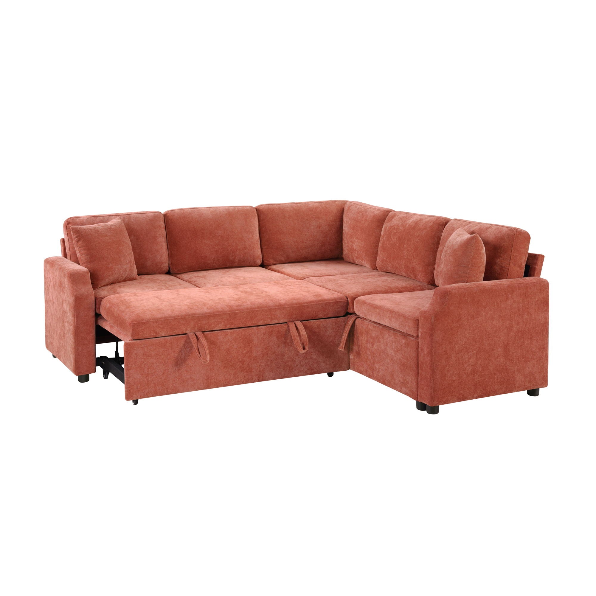 Modern L Shaped Sectional Sofa Bed With Hidden Storage Upholstery
