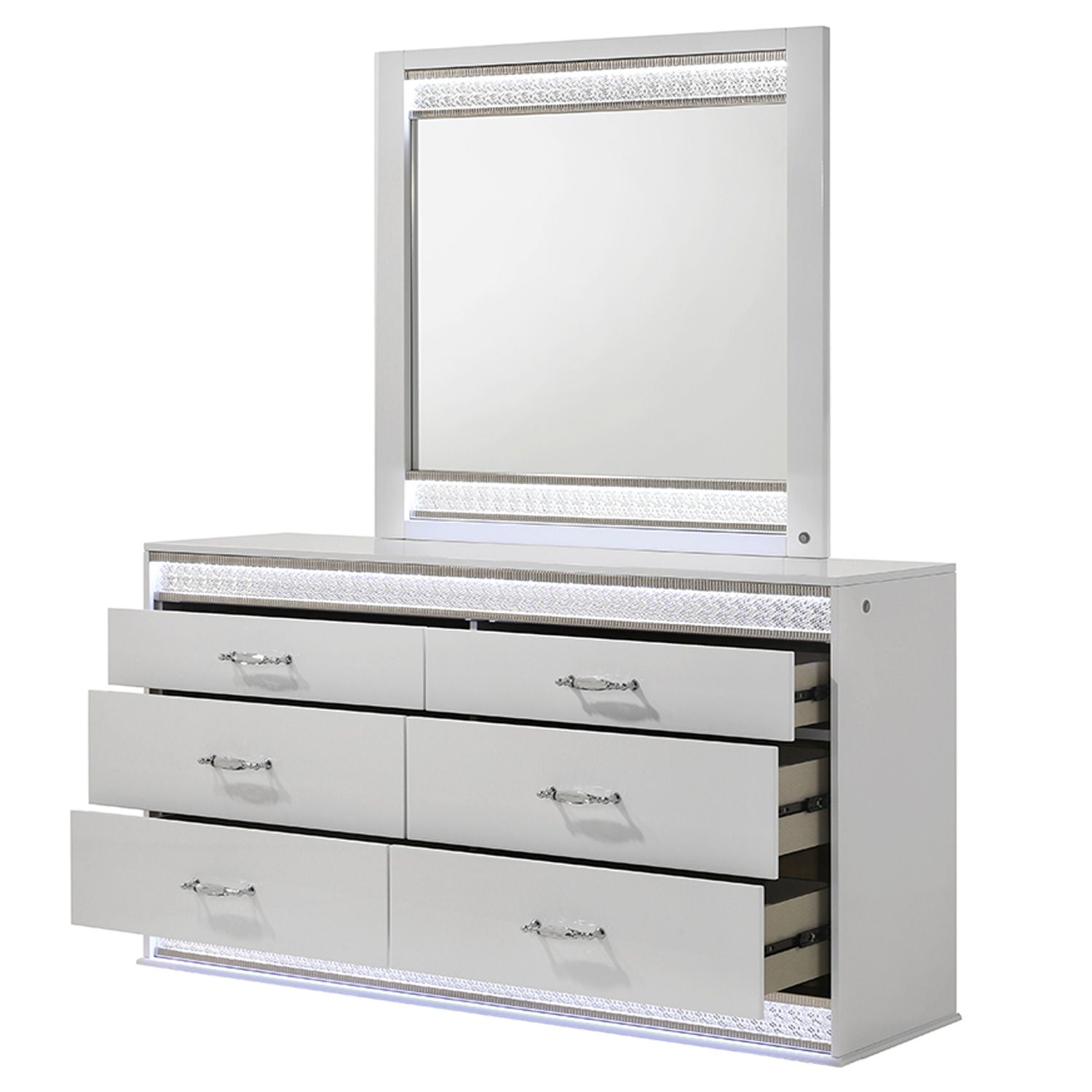 Glam - 6 Drawer Dresser With LED Lighting (Includes Dresser Only) - White