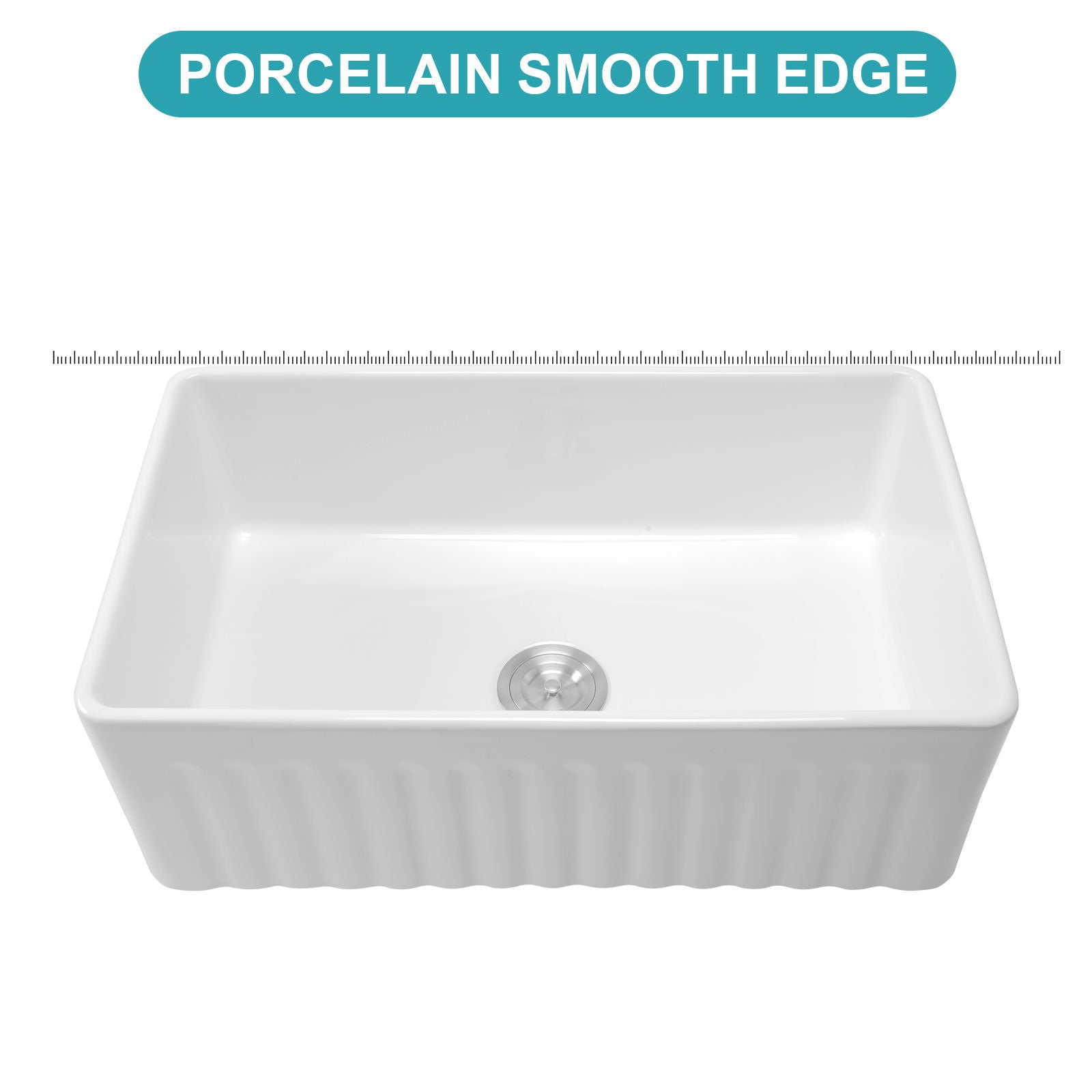 Ceramic Farmhouse Sink With Deep Basin And Stainless Steel Grid